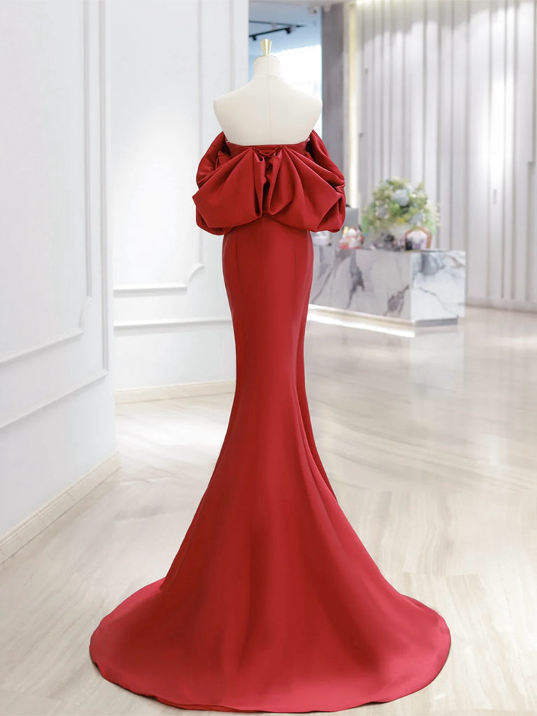OFF SHOULDER SATIN MERMAID DRESS FOR WEDDING