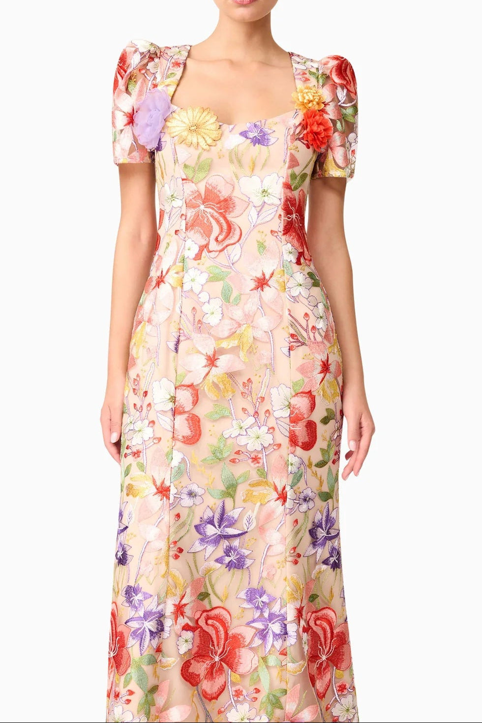 TRISTA MULTICOLOR SQUARE NECK BACKLESS FISHTAIL MAXI DRESS