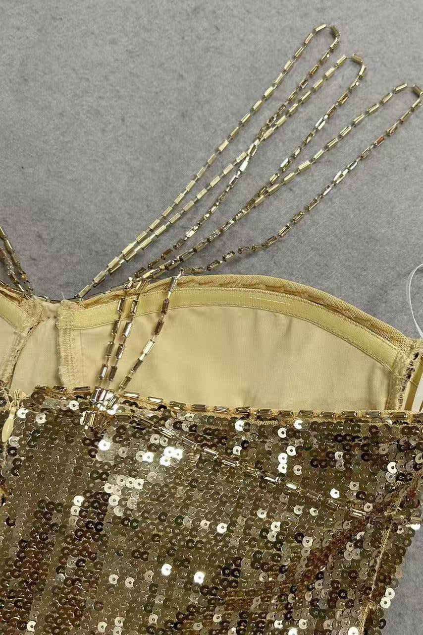 SEQUIN MERMAID STRAP MAXI GOWN FOR PARTIES