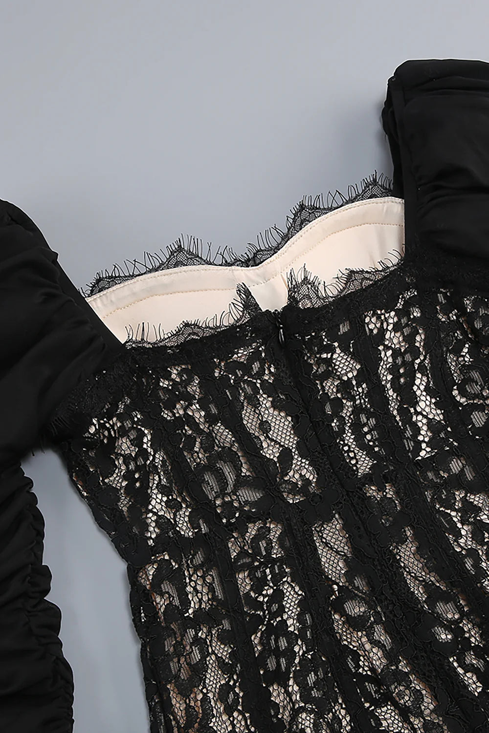 WENDY SQUARE NECK LACE MAXI DRESS BLACK