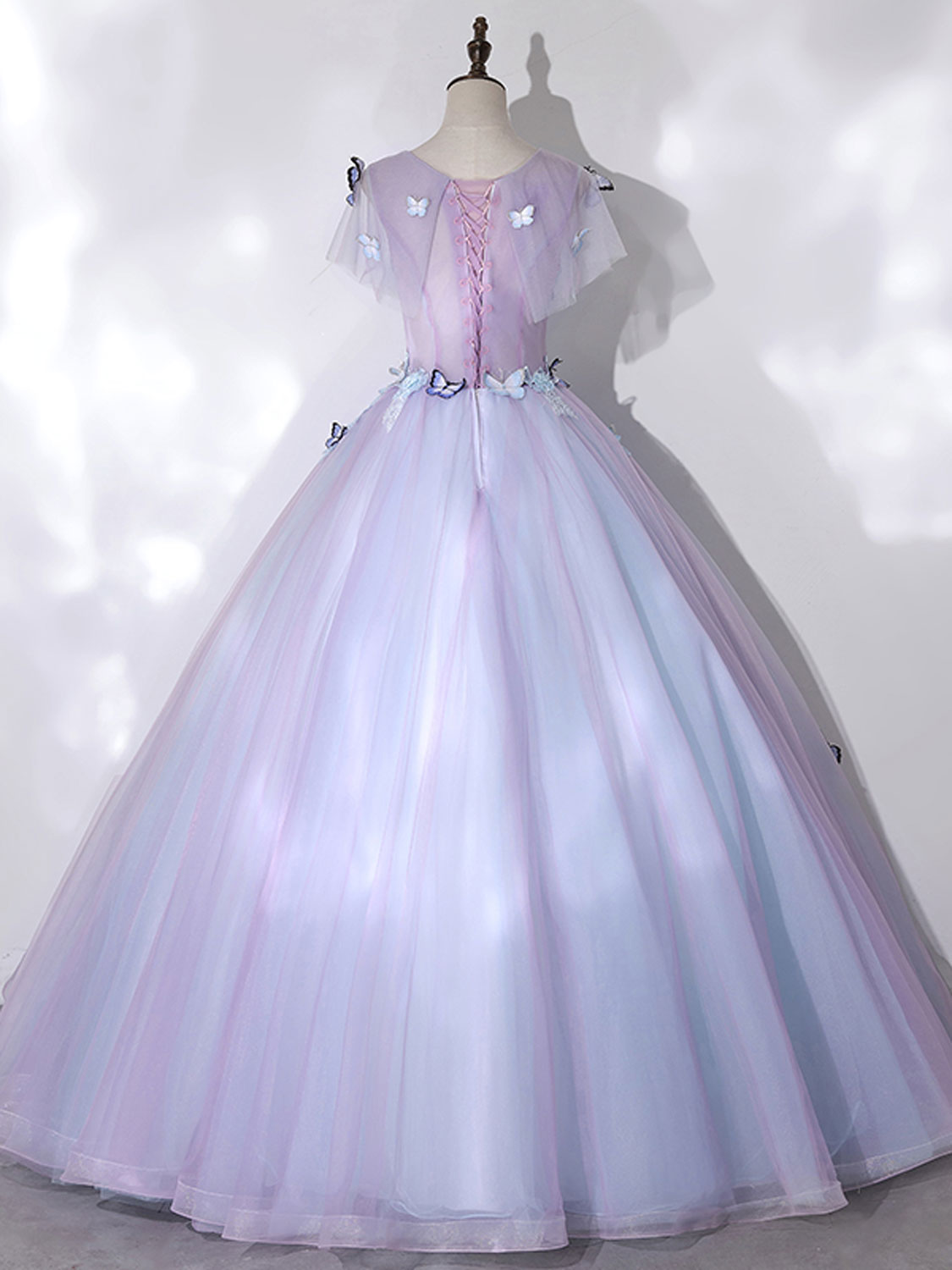A-LINE TULLE PURPLE PROM GOWN