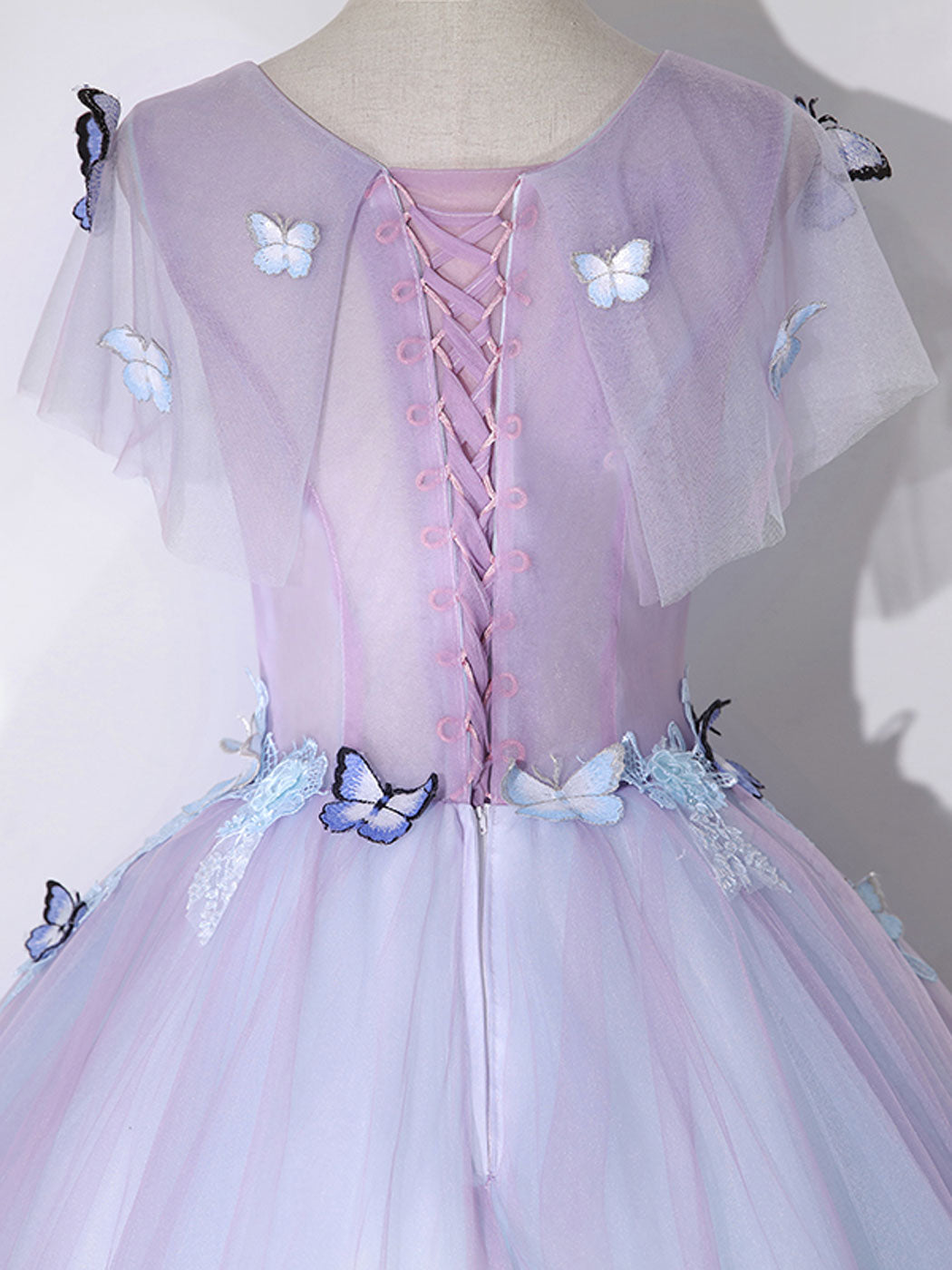 A-LINE TULLE PURPLE PROM GOWN