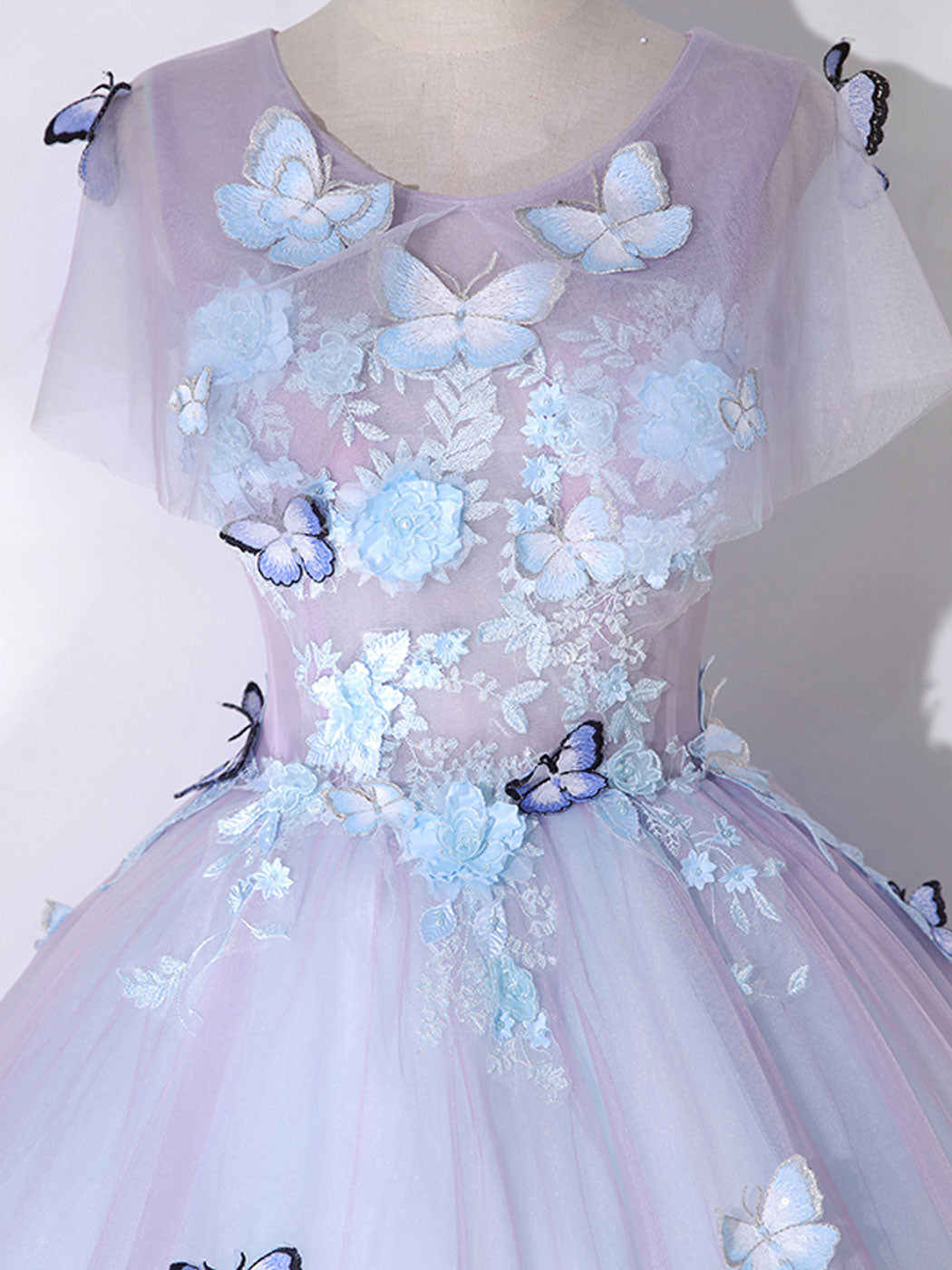 A-LINE TULLE PURPLE PROM GOWN