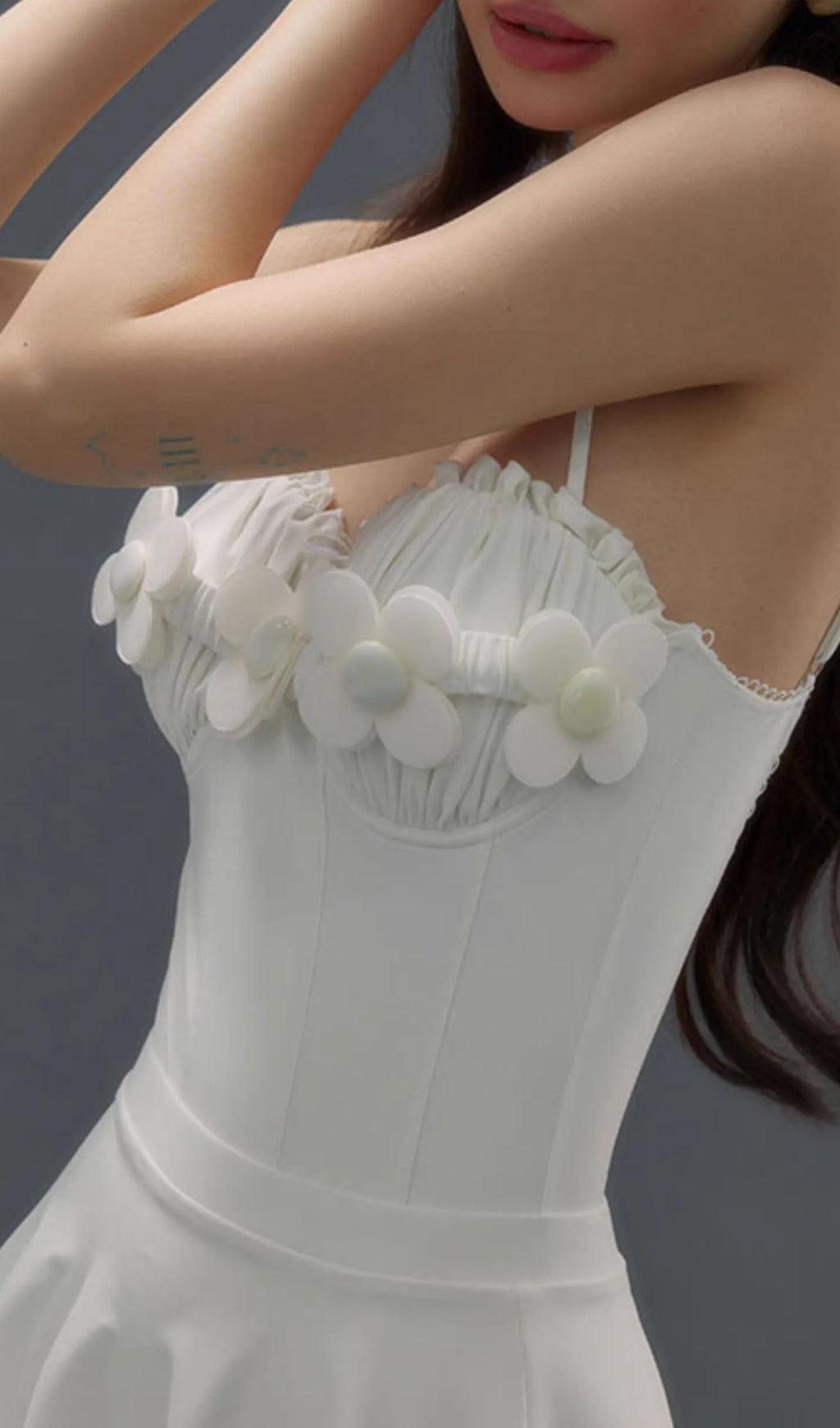 DEANCE WHITE FLORAL ONE-PIECE SWIMSUIT WITH SKIRT