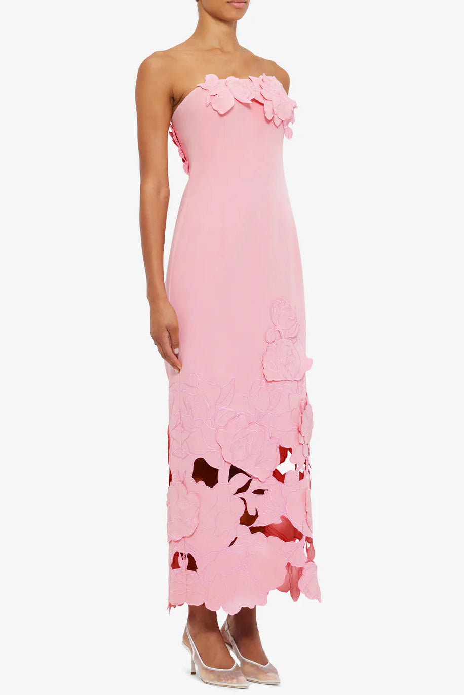 LOUISE APPLIQUÉ BUSTIER MAXI DRESS PINK