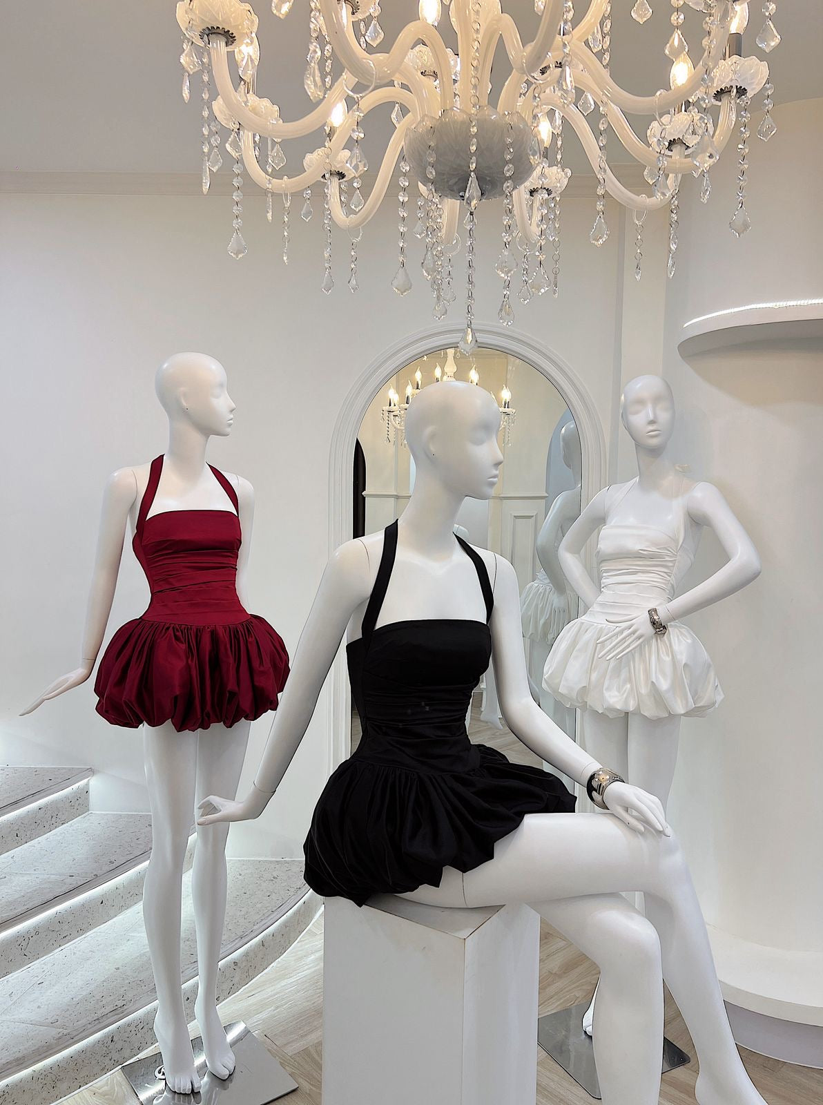 ROSETTA HALTER BUBBLE MINI PARTY DRESS