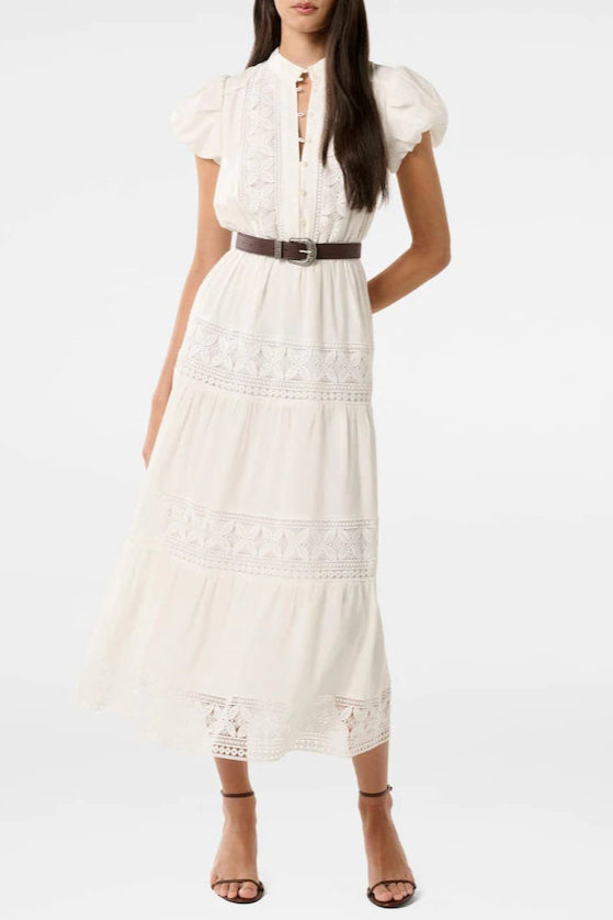 6741ac91-0008-4956-8b69-ef02931683ca WHITE LACE BELTED MIDI DRESS FOR WEDDING