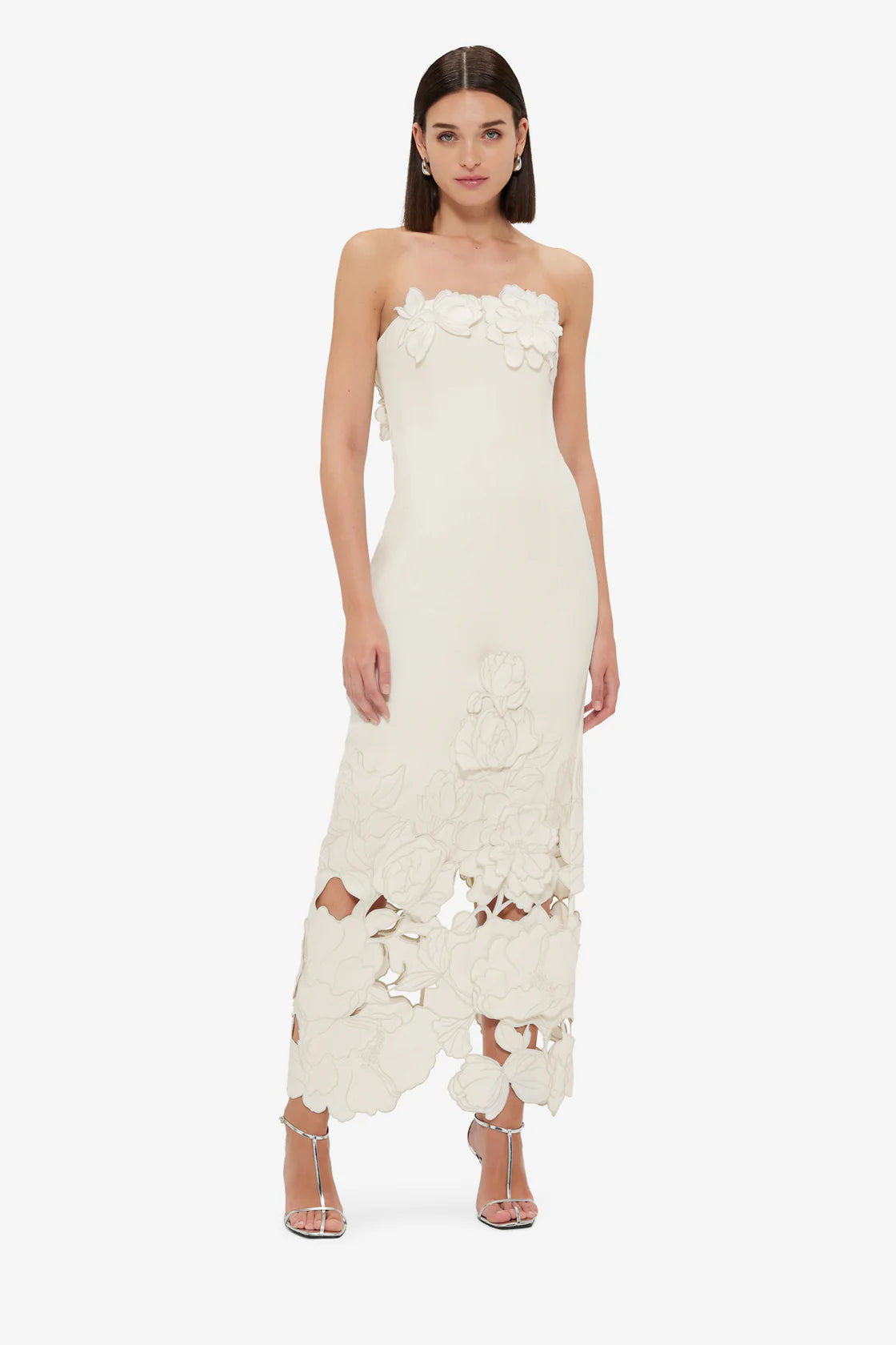 LOUISE APPLIQUÉ BUSTIER MAXI DRESS WHITE