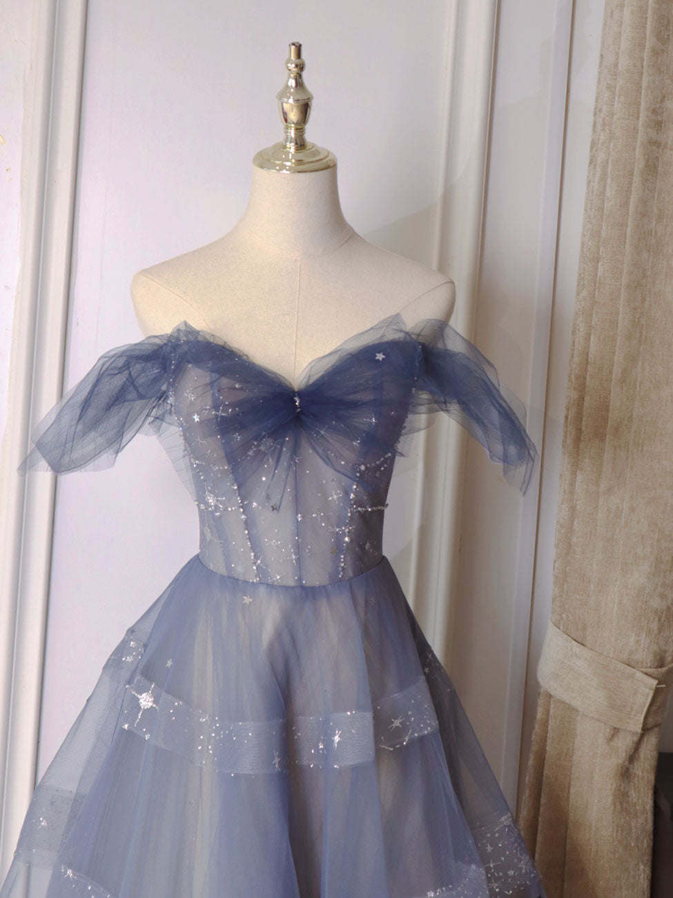 BLUE TULLE SEQUIN PARTY DRESS
