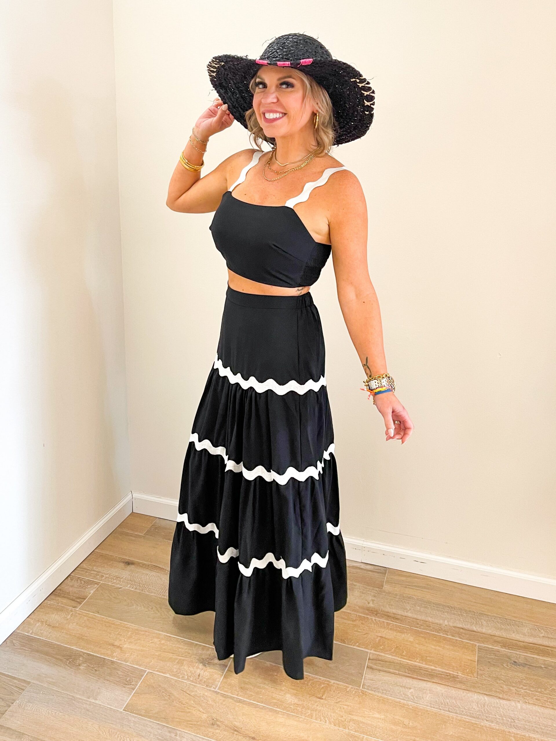 RIKKI RIC-RAC SKIRT SET - BLACK PARTY OUTFIT