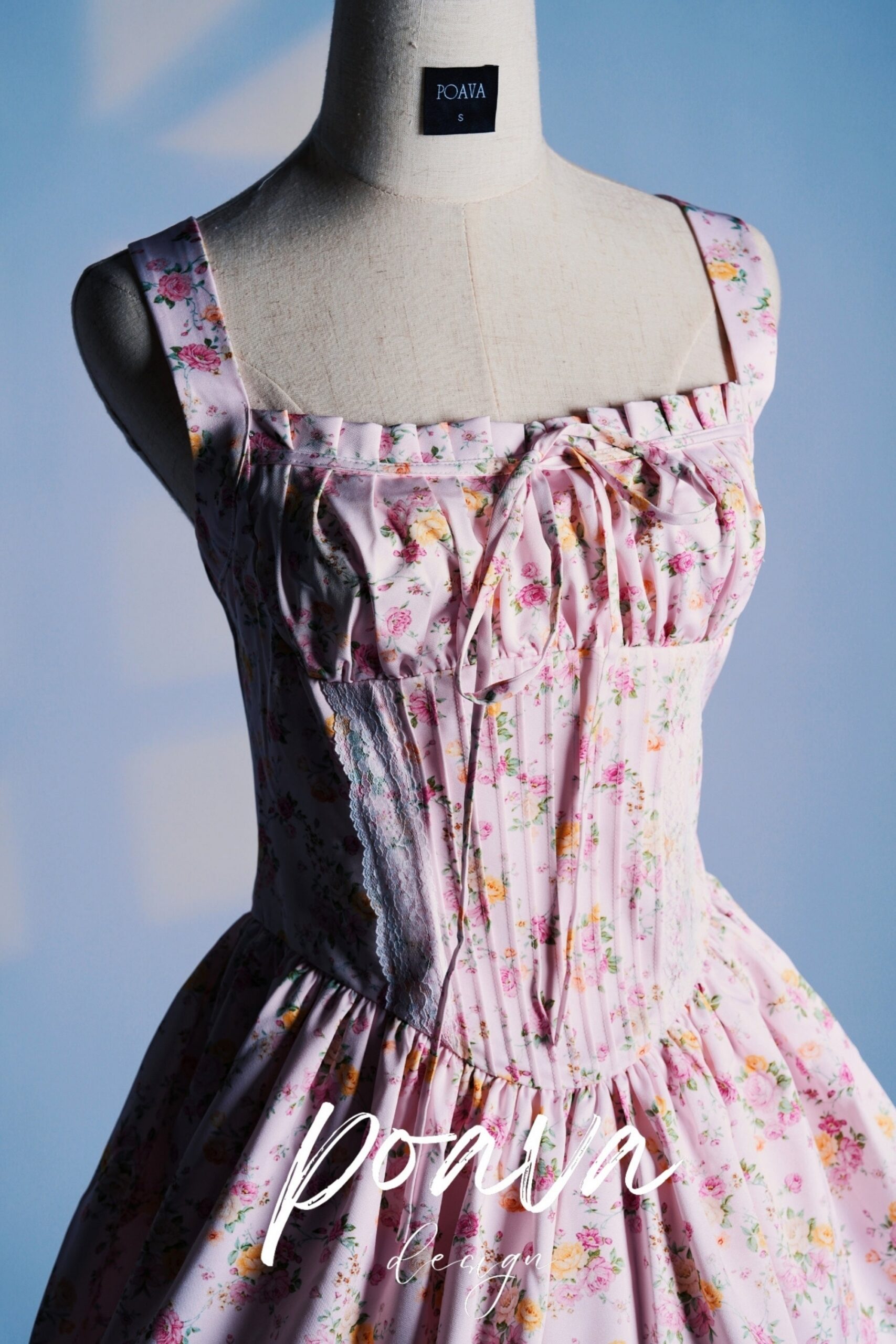 PINK COTTON MINI DRESS FLORAL MEADOW PRINT