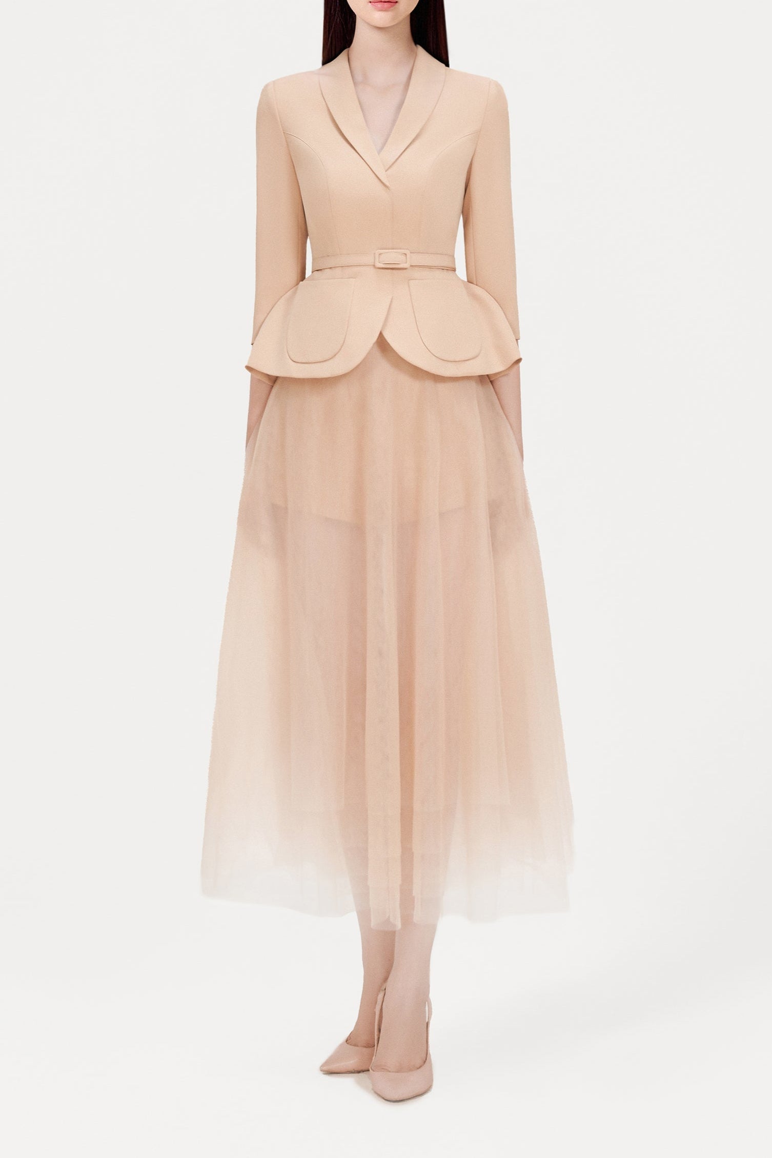 APRICOT LAYERED MIDI DRESS SET