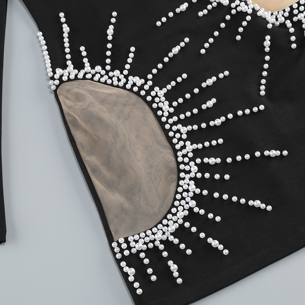 CAMILLE PEARL MINI DRESS BLACK COCKTAIL