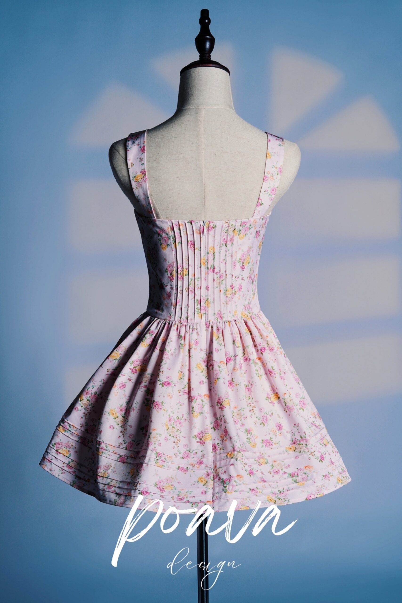 PINK COTTON MINI DRESS FLORAL MEADOW PRINT