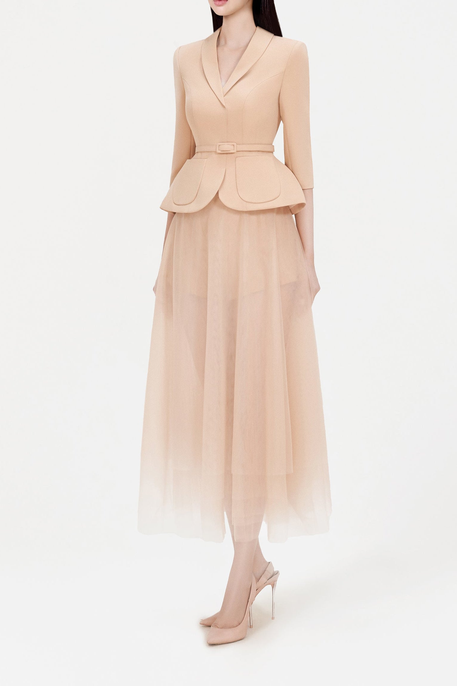 APRICOT LAYERED MIDI DRESS SET