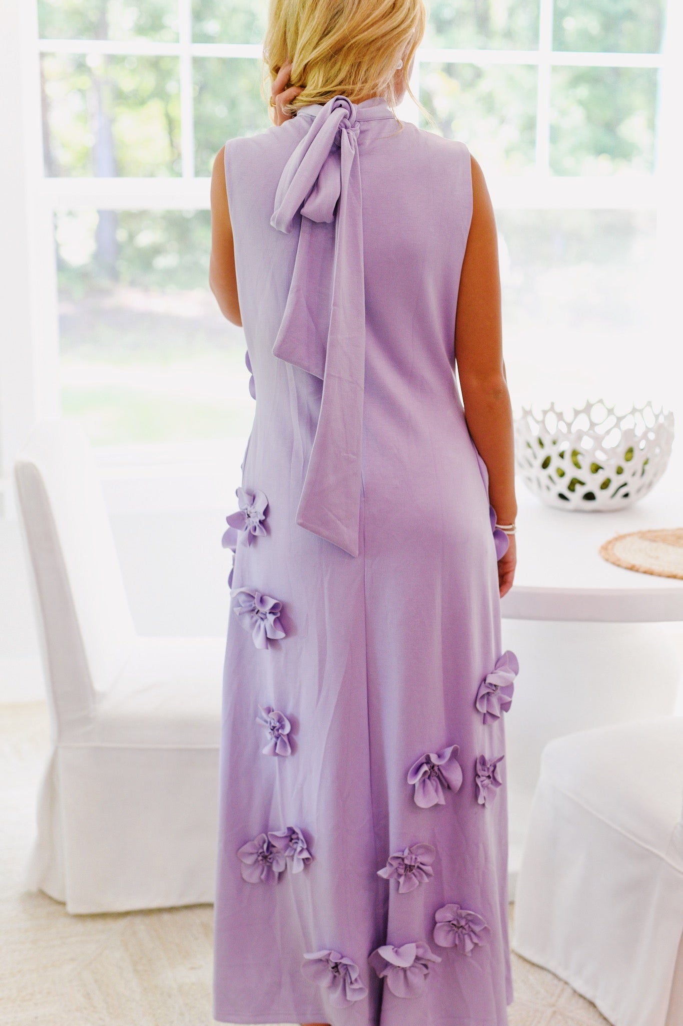 GLAM PURPLE FLORAL EMBELLISHED MAXI DRESS