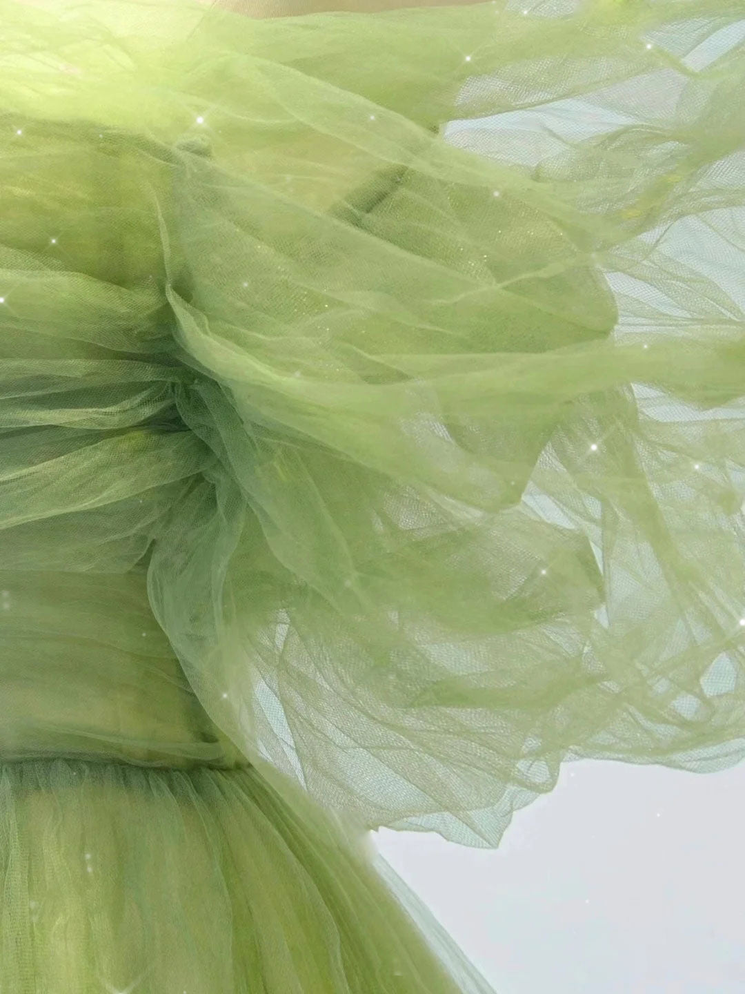 GREEN A-LINE TULLE MAXI FORMAL DRESS
