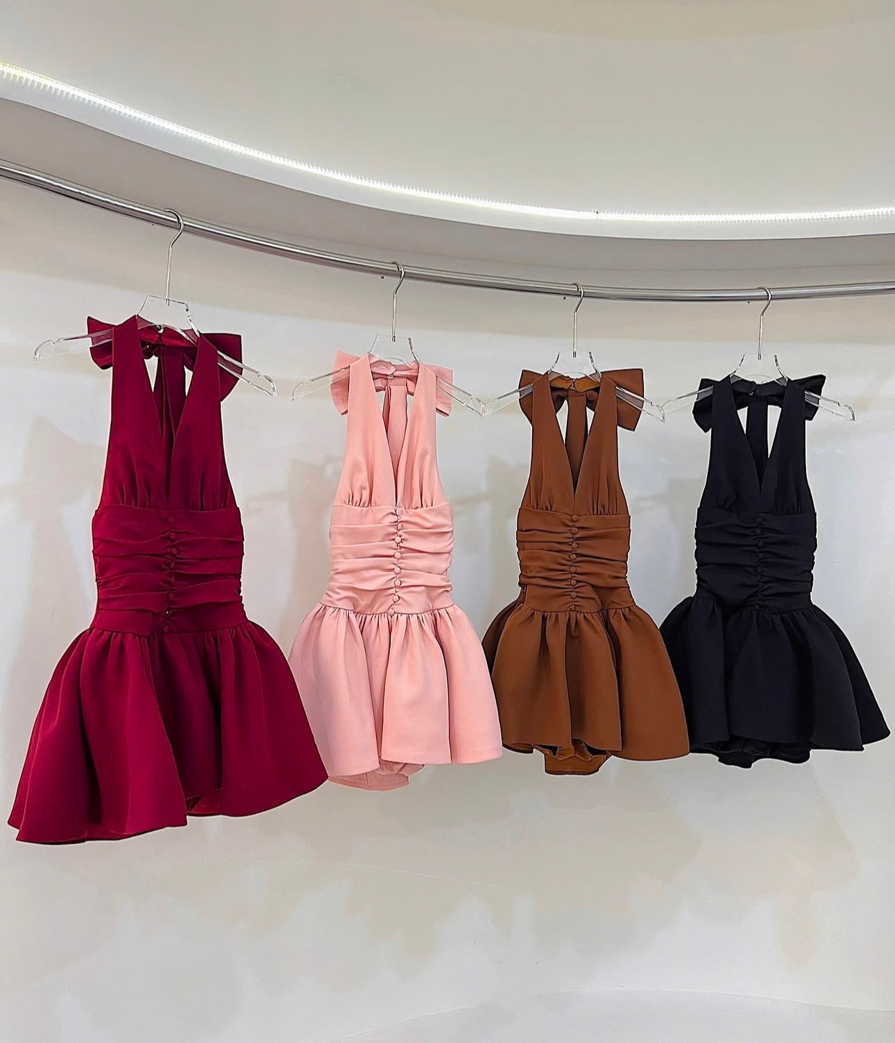 RIZZA HALTER MINI DRESS, SLEEK COCKTAIL PARTY LOOK