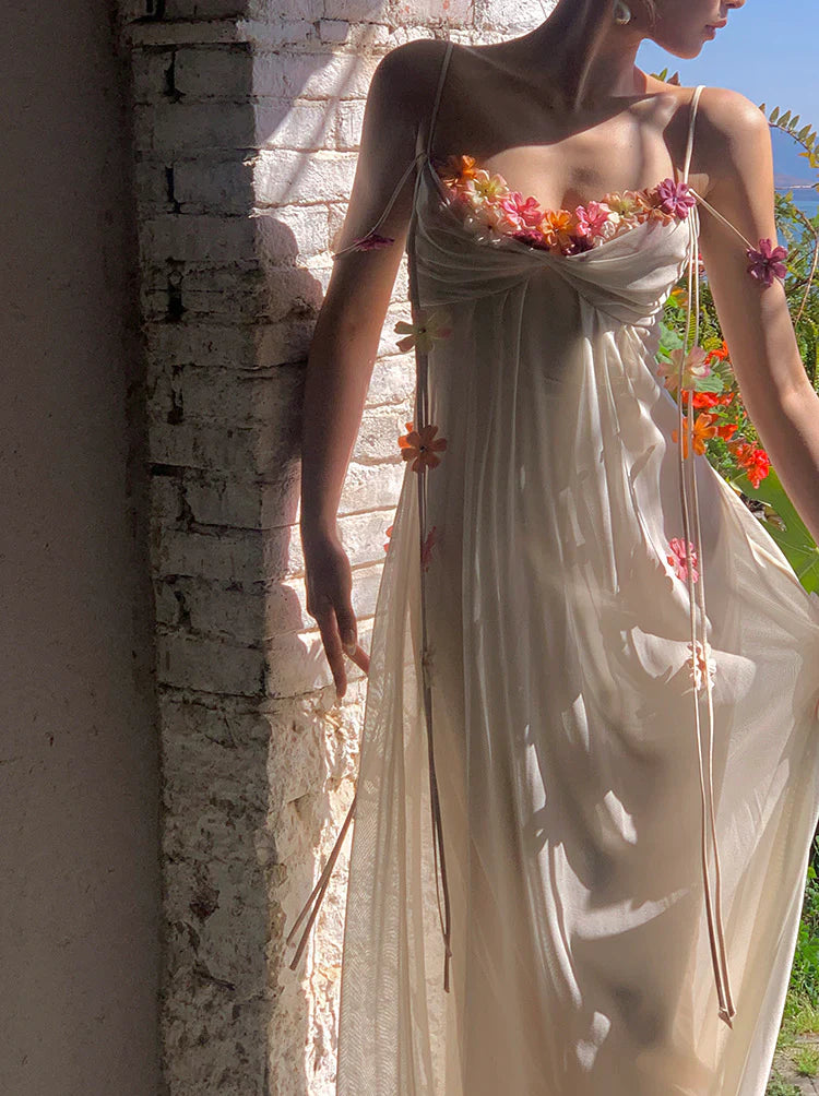 FARAH FLORAL MAXI DRESS IVORY - BOHO WEDDING GUEST