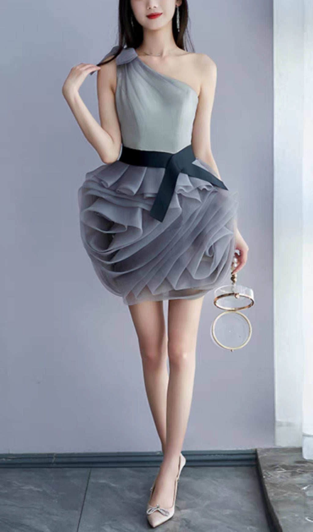 6_094b29fe-838f-4e3c-9b1a-ed0e2004cdff ONE SHOULDER MESH MINI DRESS GREY PARTY