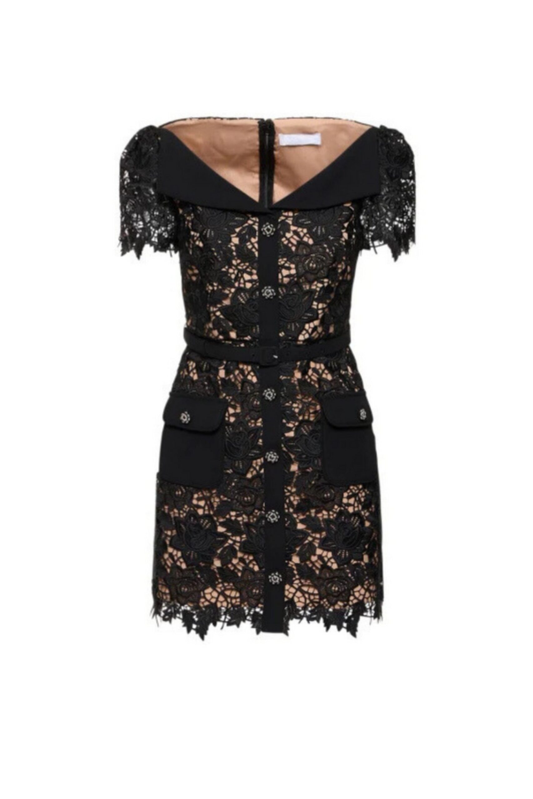 LACE BUCKLE MINI DRESS BLACK COCKTAIL PARTY