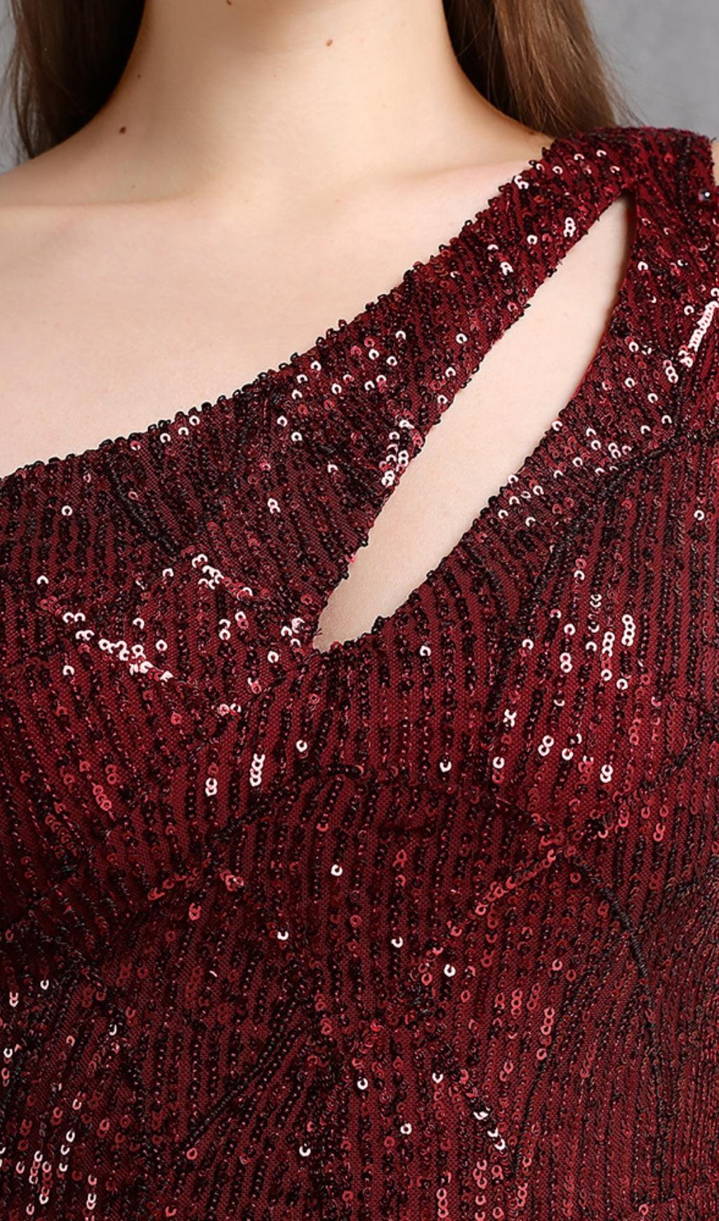 RED SEQUIN CUTOUT MAXI DRESS, PARTY