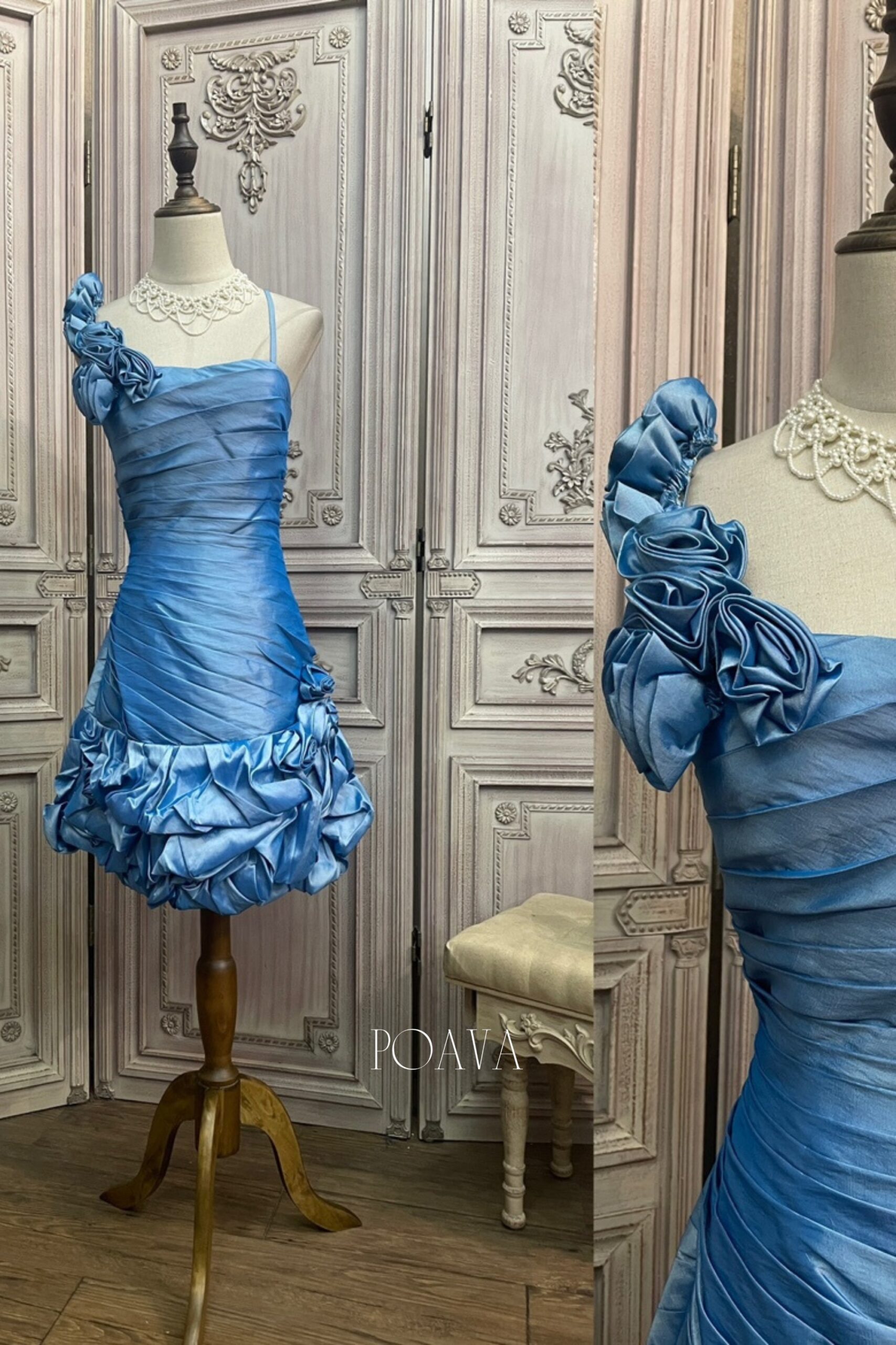 FLORAL BLUE MINI DRESS FOR PARTY