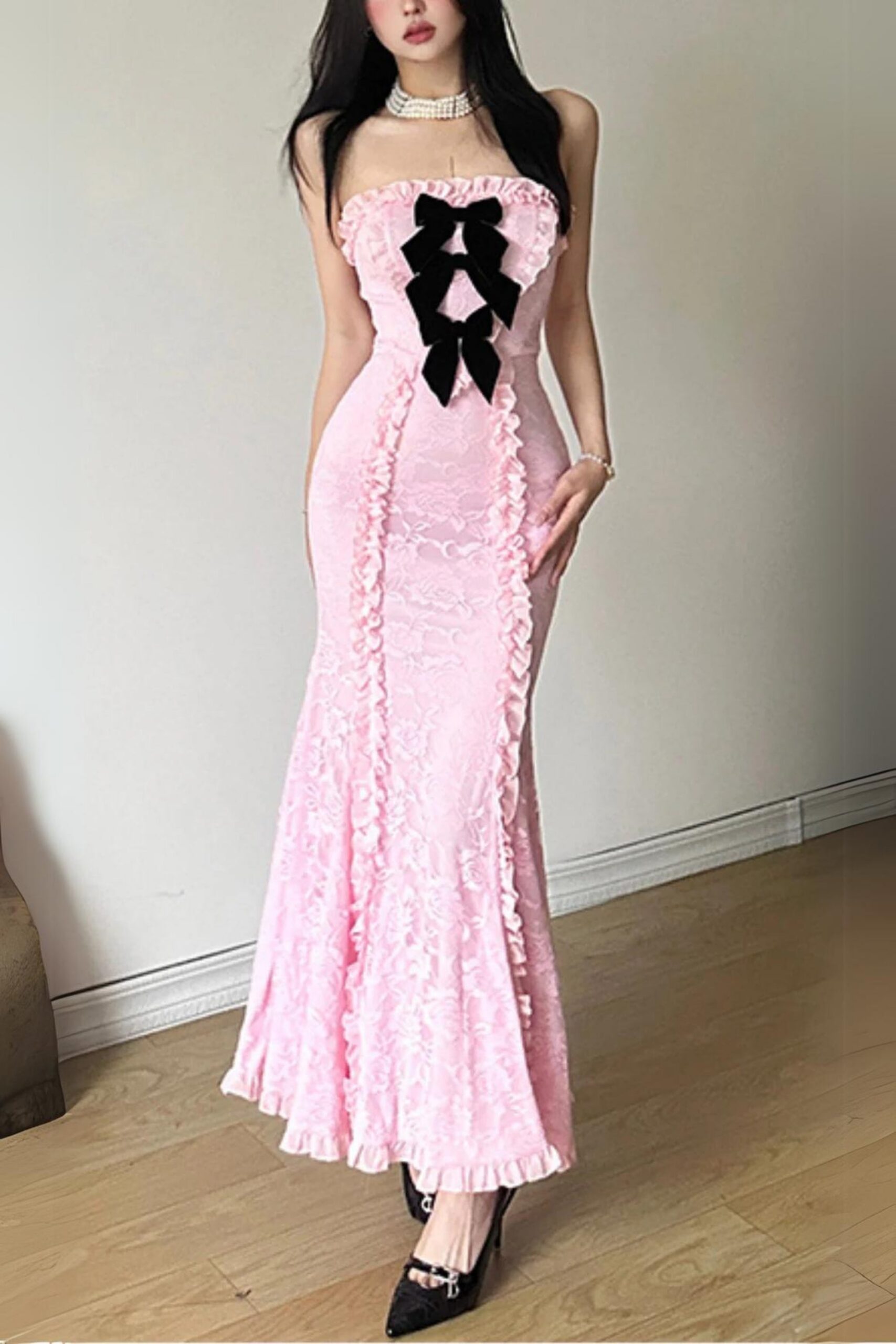 6_18c1da78-9f07-46c9-9f3d-df9758ada25a LACE STRAPLESS PINK MIDI DRESS FOR COCKTAIL PARTY