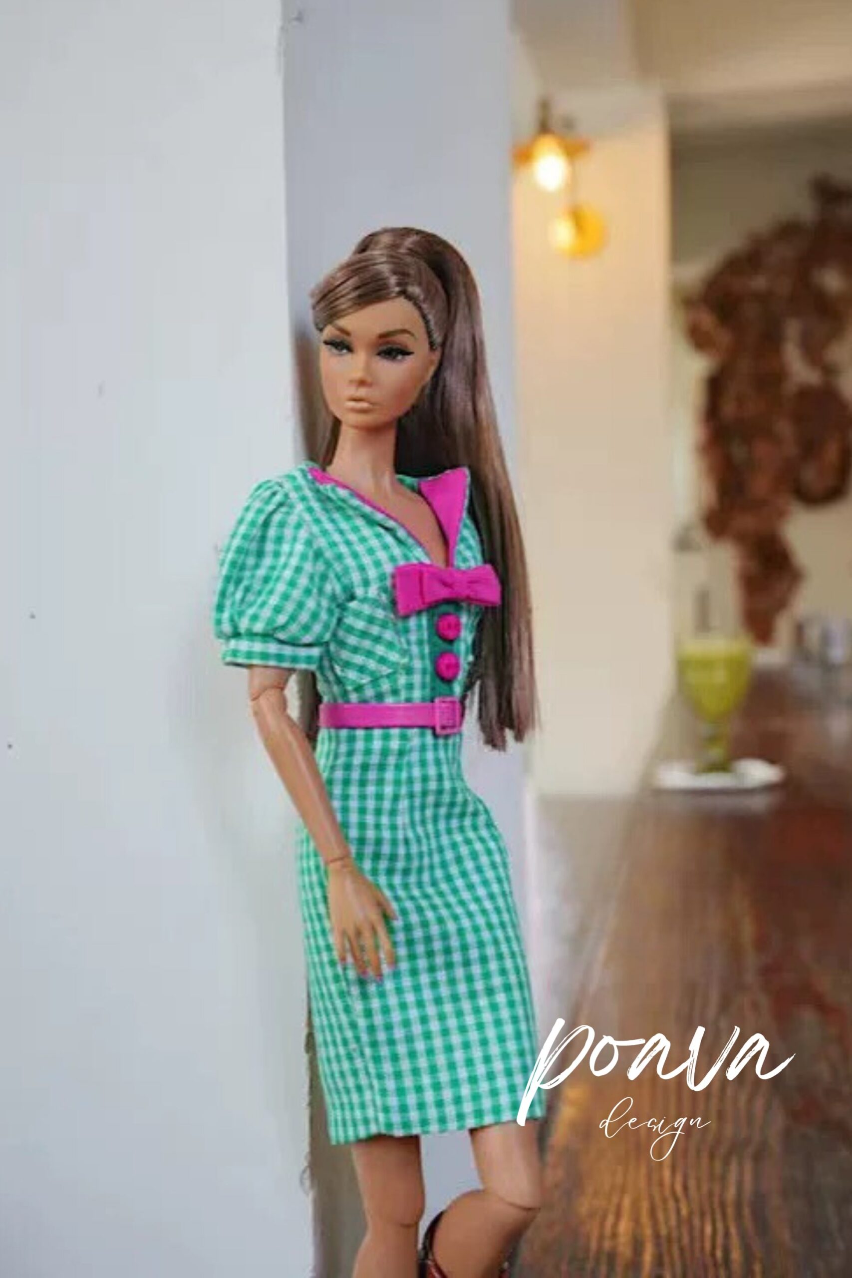 PUFF SLEEVE MIDI DRESS FOR WEDDING GUEST GREEN