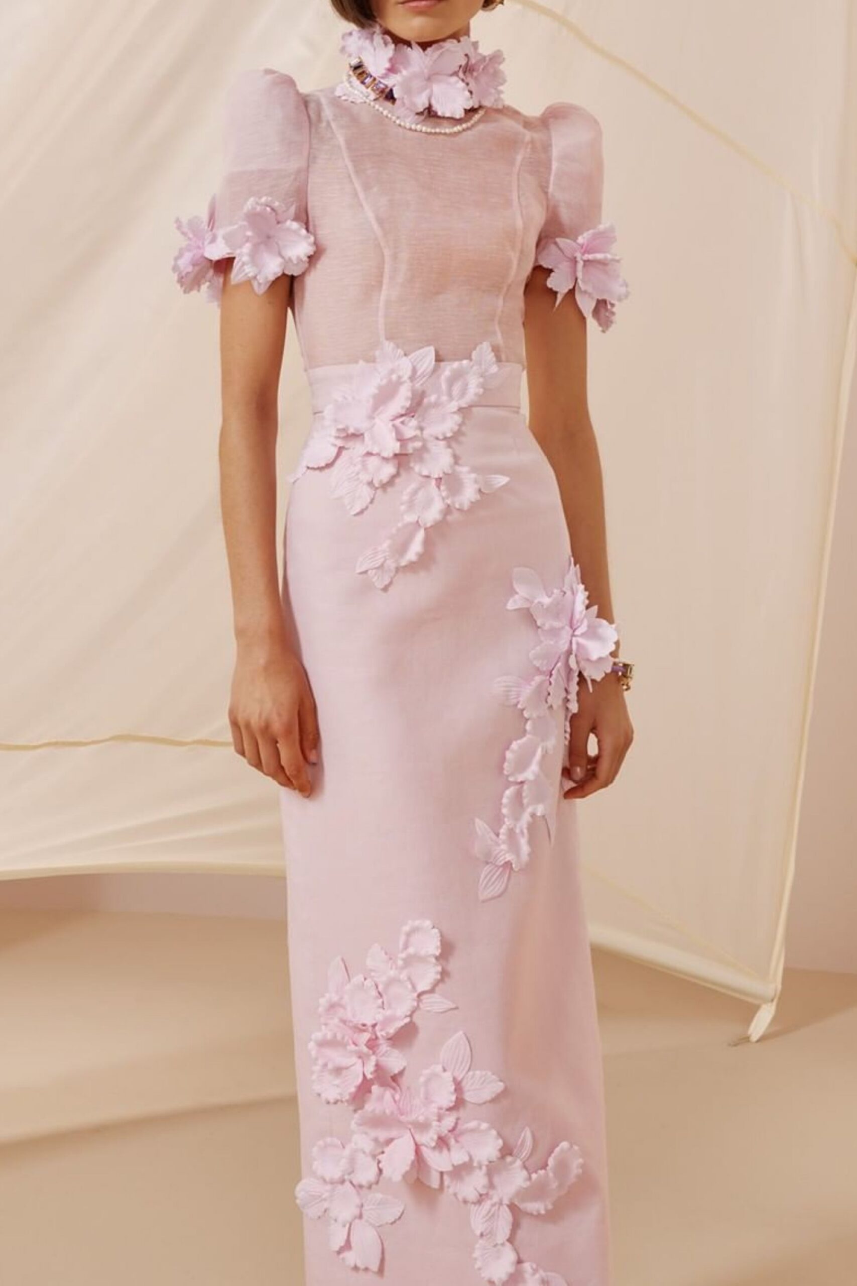 PINK FLORAL MIDI DRESS FOR WEDDING