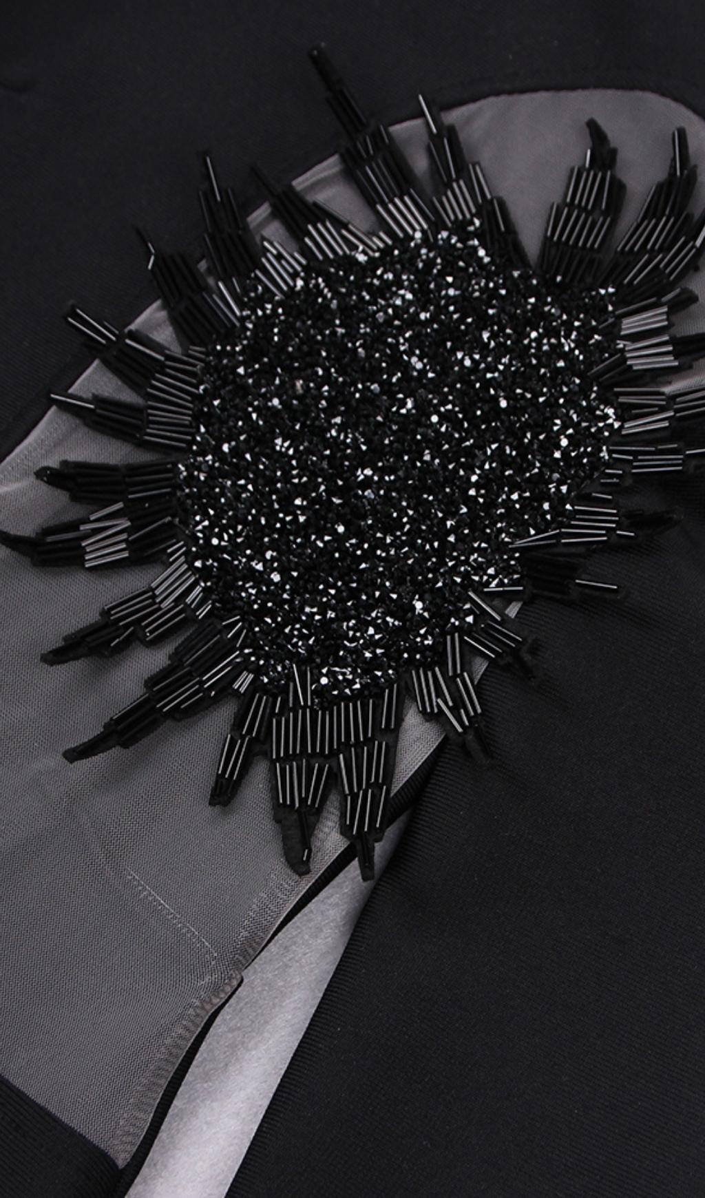 EMBELLISHED BANDAGE MINI DRESS, BLACK, COCKTAIL PARTY