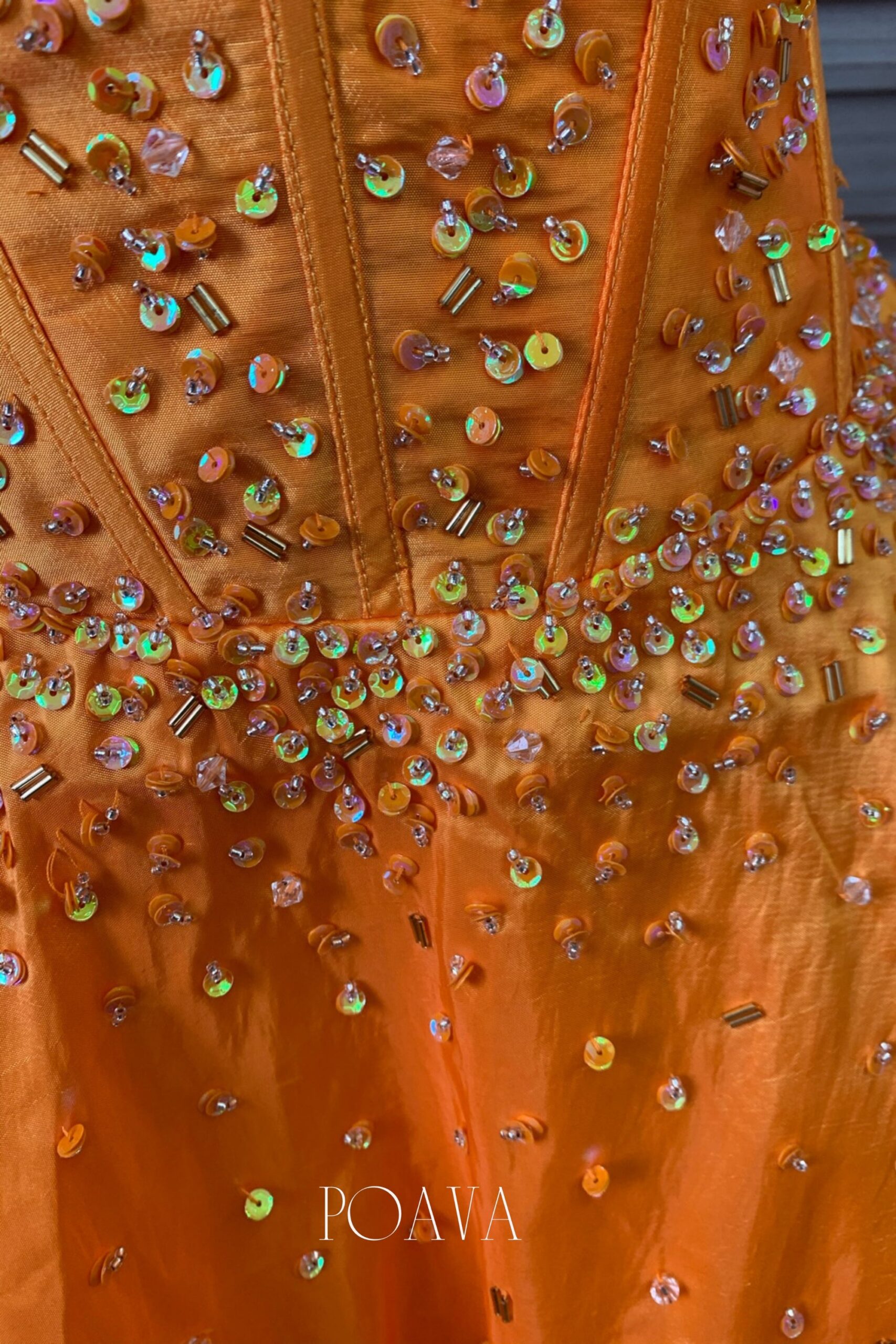 EMBELLISHED ORANGE MINI STRAPLESS COCKTAIL DRESS