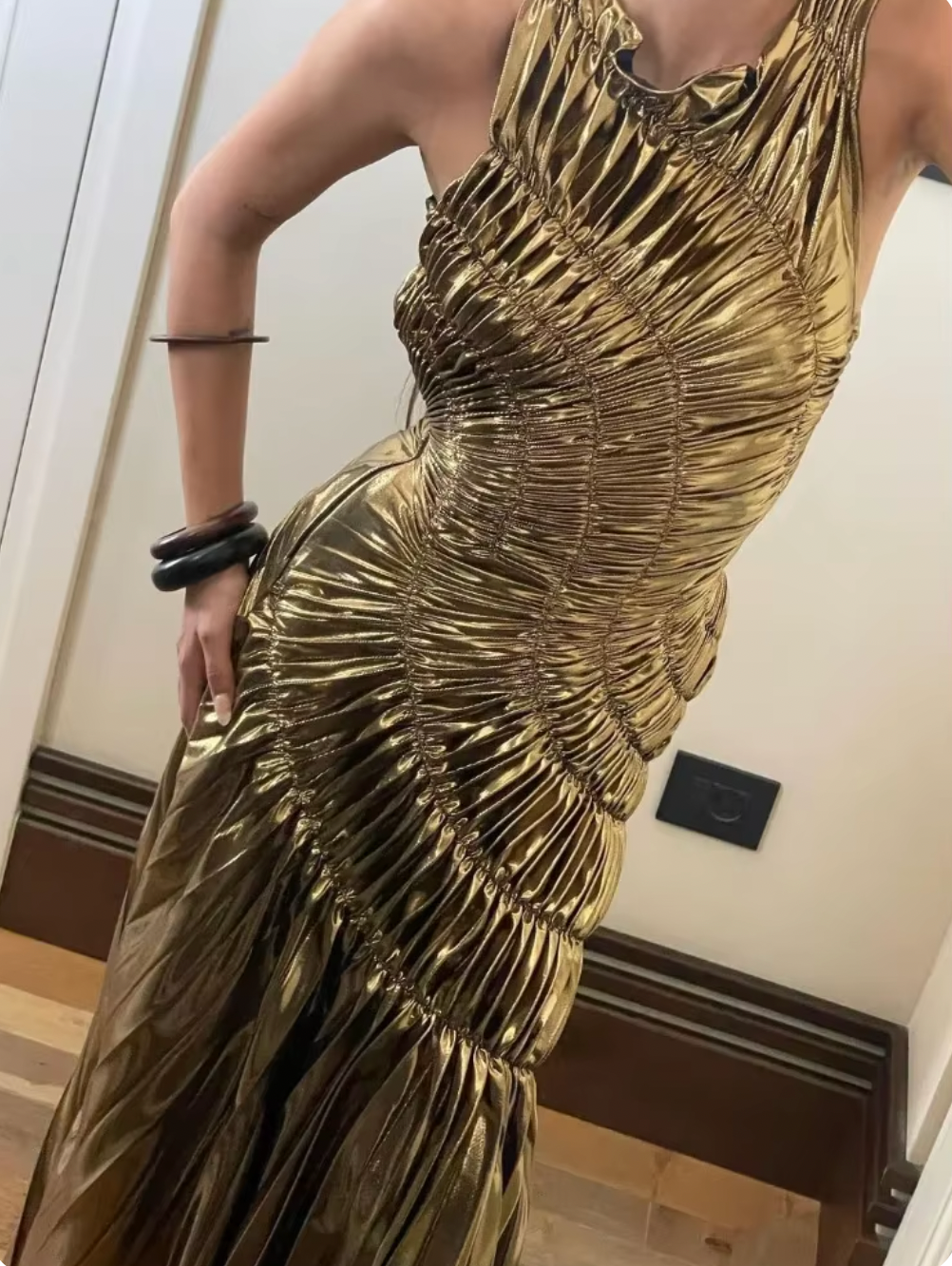 JENNIFER PLEATED SLEEVELESS MAXI DRESS FOR EVENING