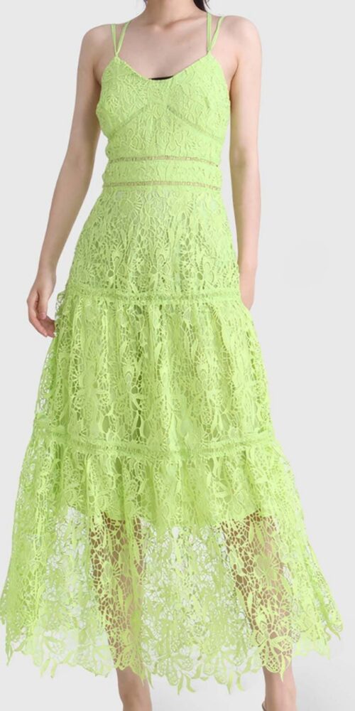 EMBROIDERY STRAPPY MIDI DRESS IN GREEN NEW STYLE DRESS FREE SHIPPING DRESS