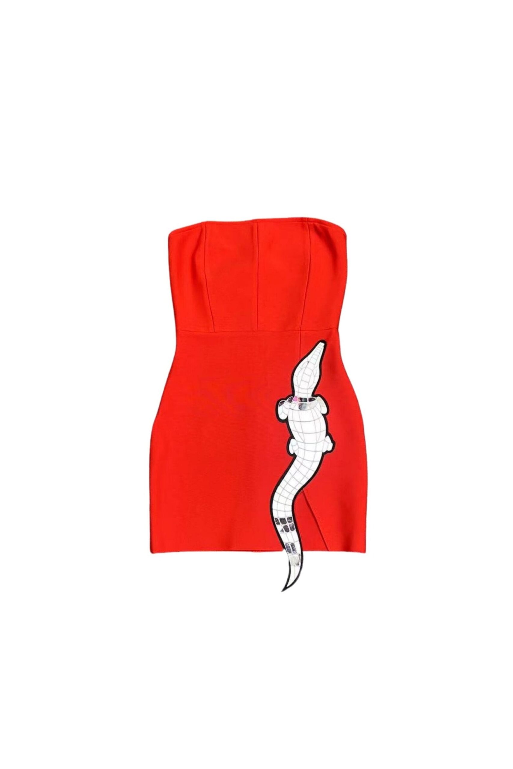 PERSONALIZED RED SEQUIN BANDAGE MINI DRESS, SLEEVELESS PARTY WEAR