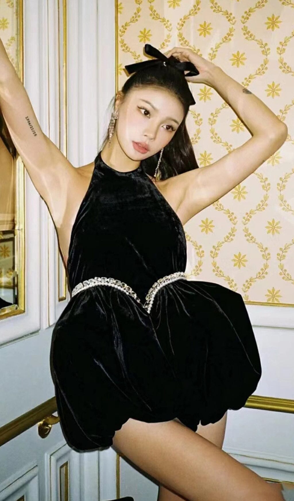 VELVET HALTERNECK MINI DRESS, BLACK COCKTAIL PARTY