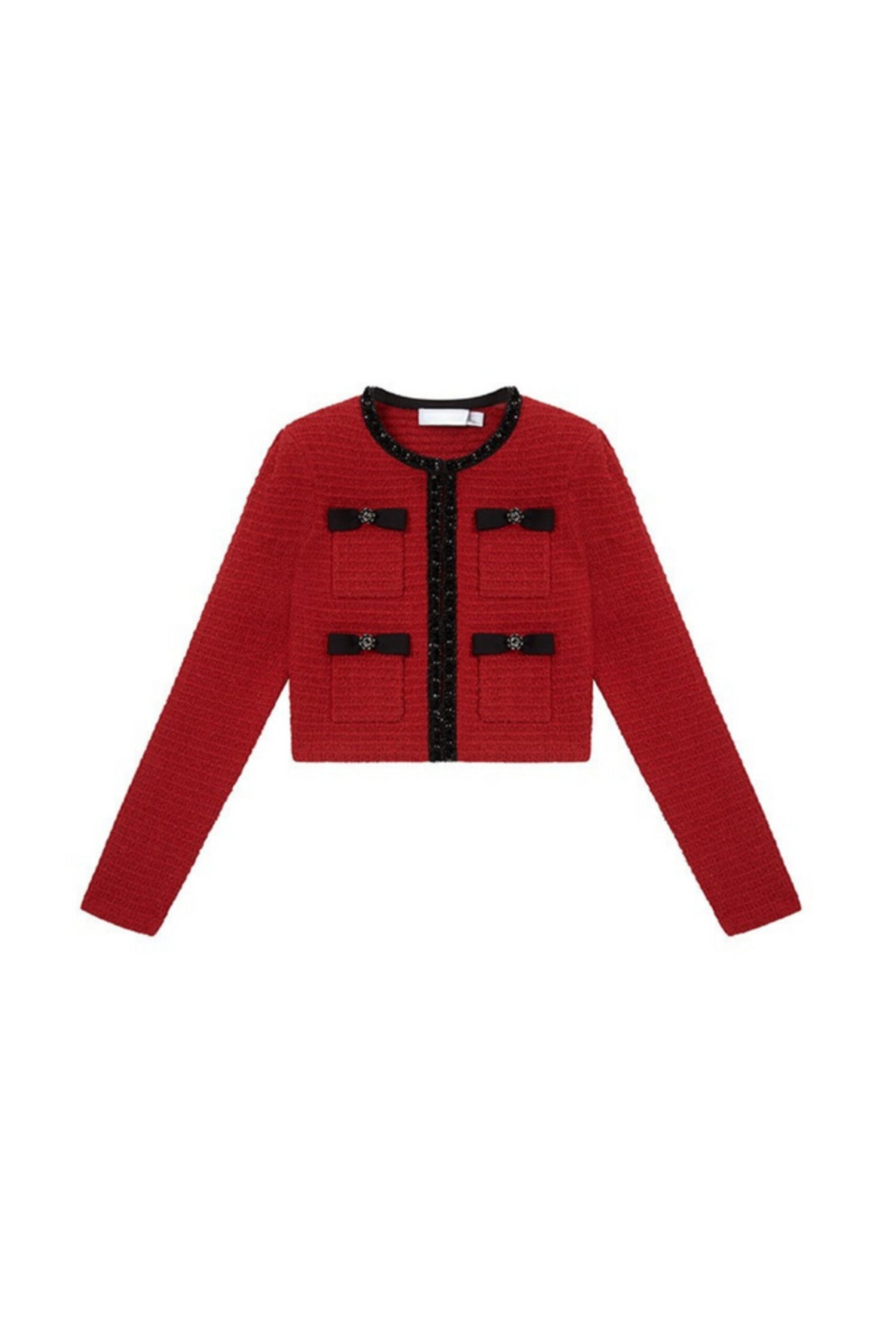 RED KNIT CARDIGAN OVERSIZED CASUAL LAYER