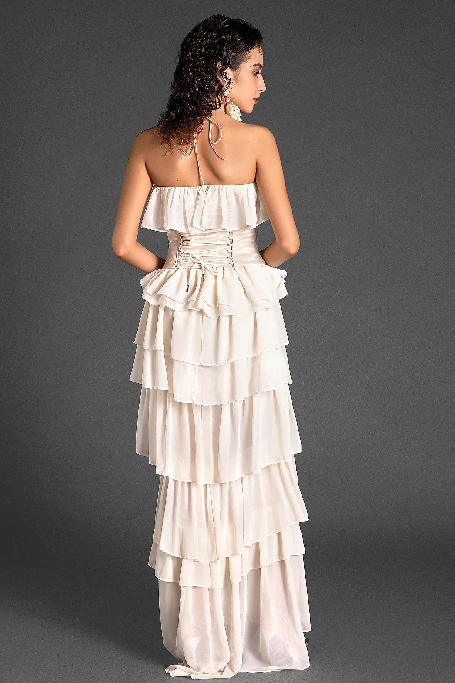 STRAPLESS RUFFLE CORSET DRESS FOR PARTY