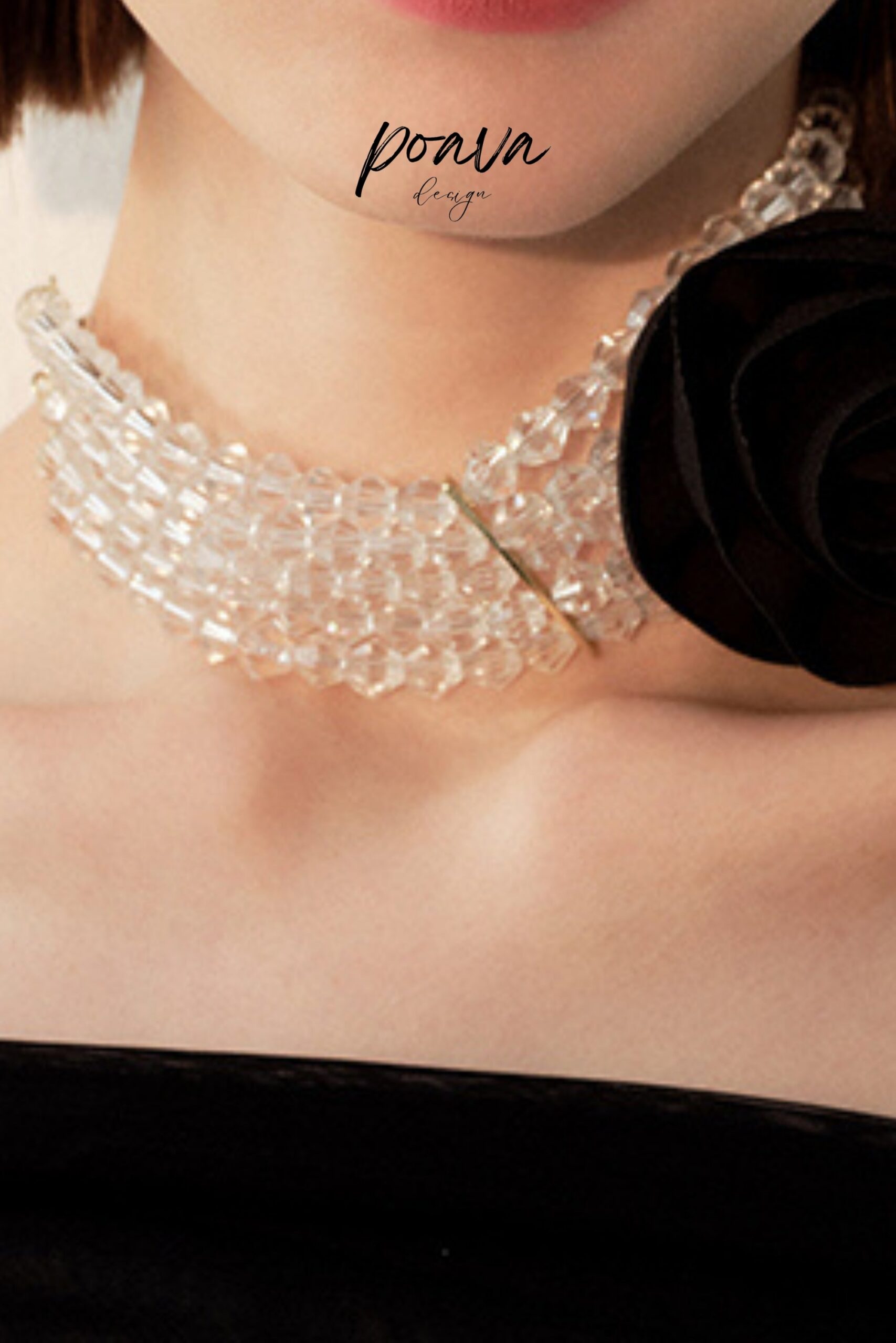 BLACK ROSE CHOKER, GOTHIC NECKLACE, VINTAGE PUNK STYLE