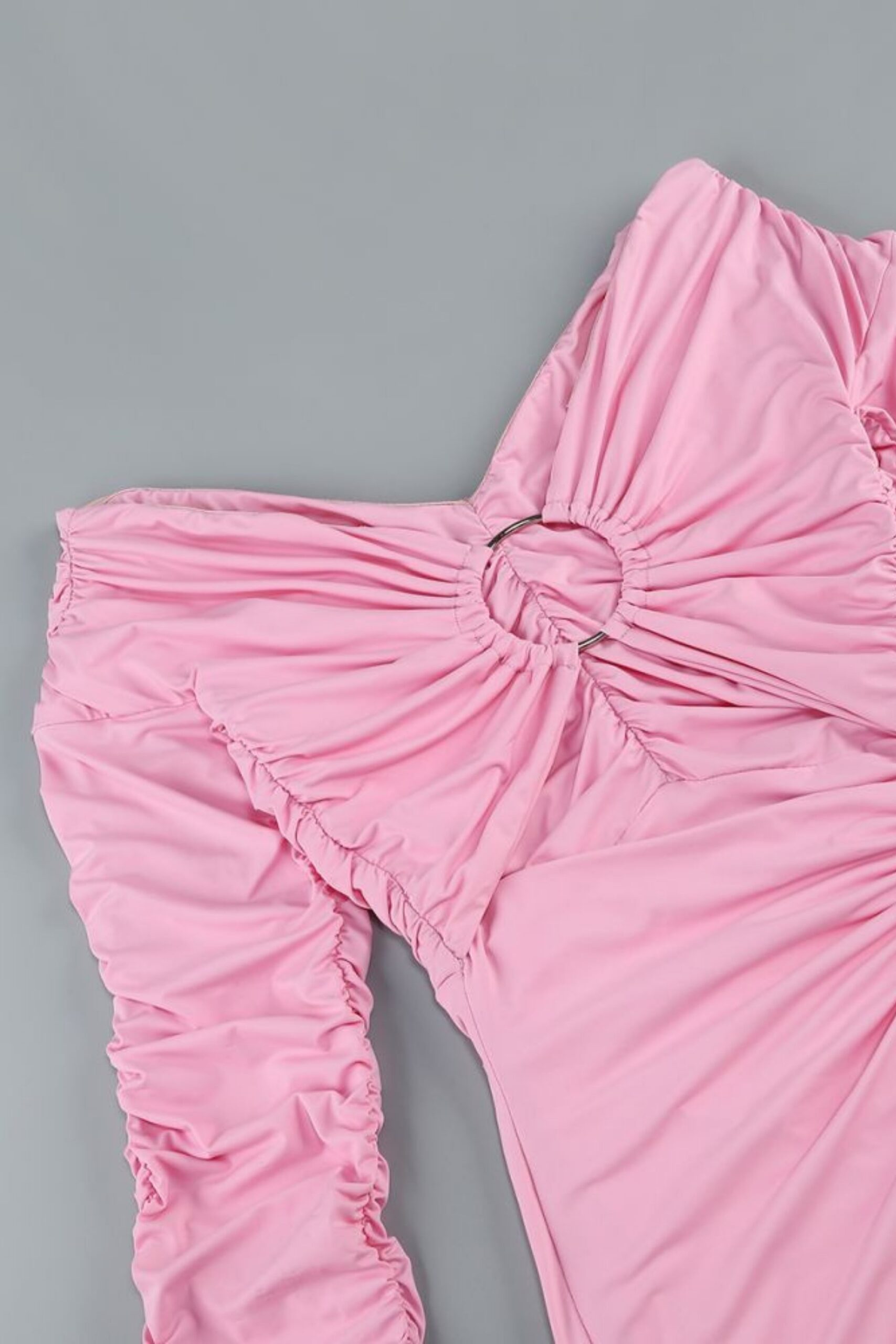 LONG SLEEVE DRAPE MINI DRESS PINK - COCKTAIL PARTY