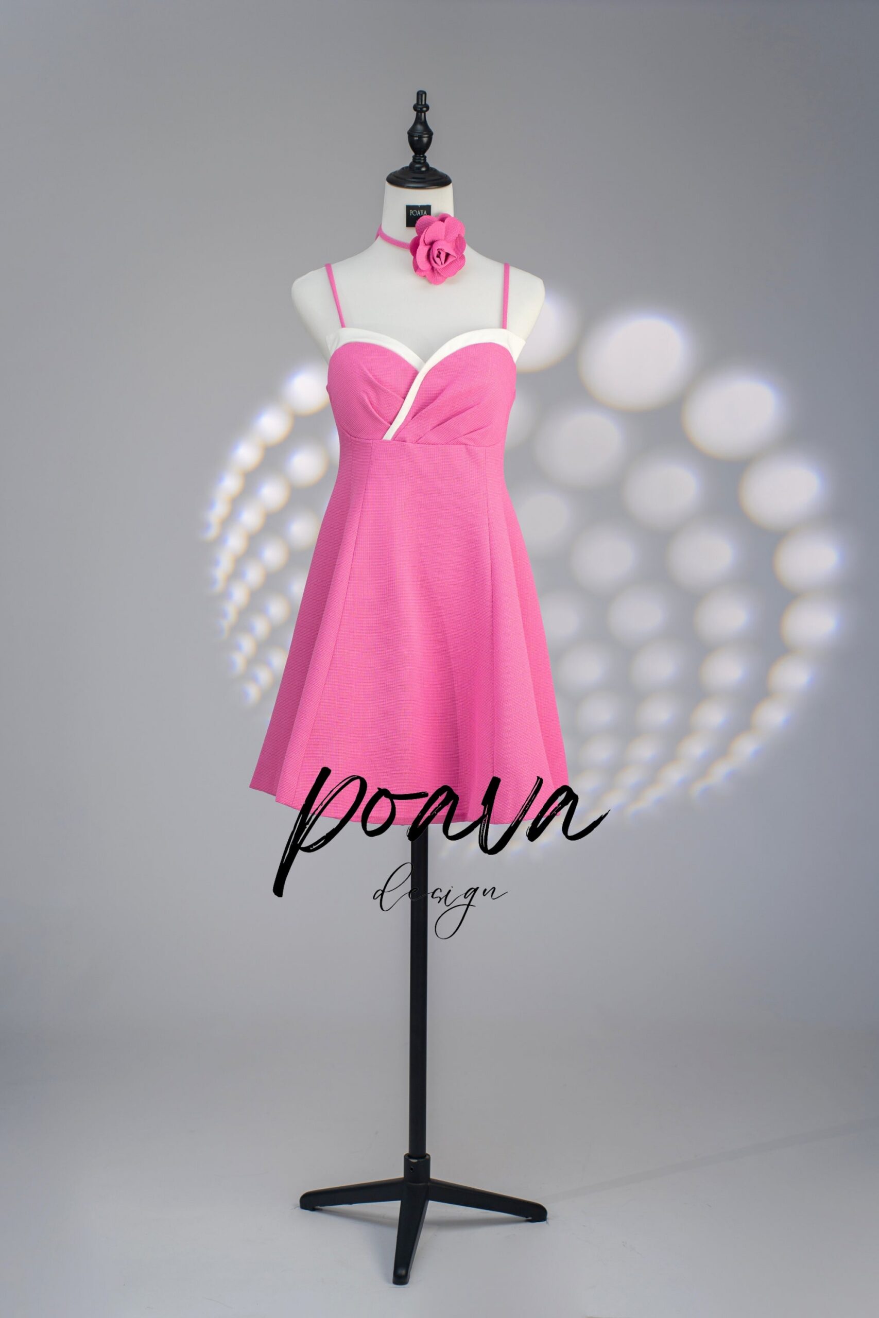 HOT PINK STRAP ROSE MINI DRESS FOR PARTY
