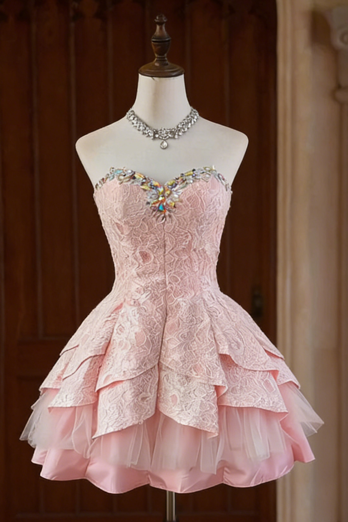 6_ab458de0-8c65-4b2b-acf5-5b7e1028f949 PINK STRAPLESS TIERED MINI PARTY DRESS