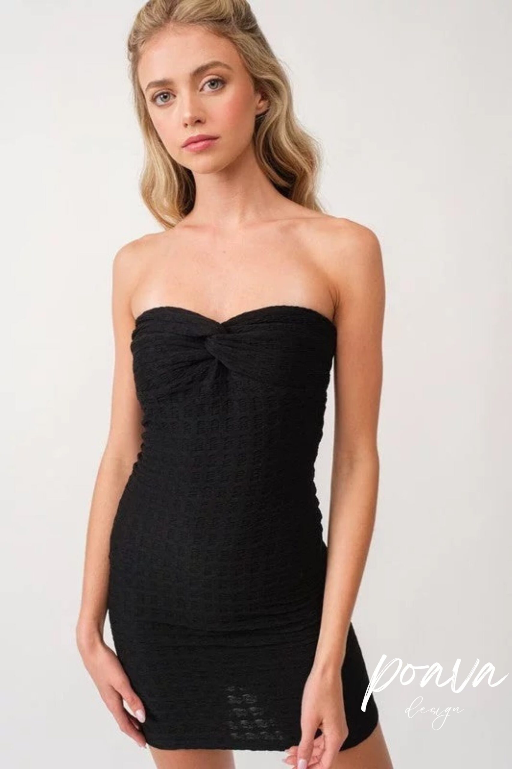 TEXTURED STRAPLESS MINI DRESS FOR PARTY