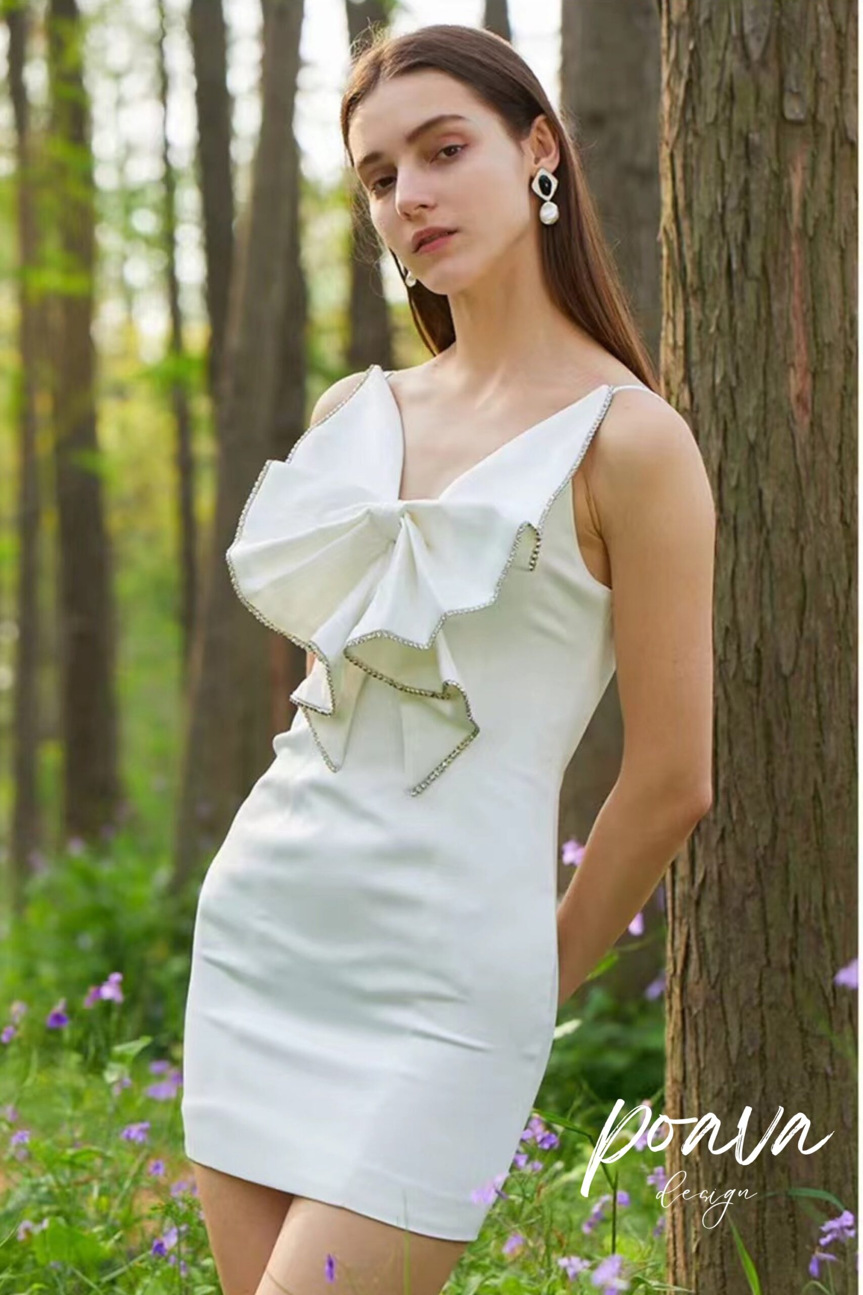 WHITE MINI BOW DRESS FOR PARTY