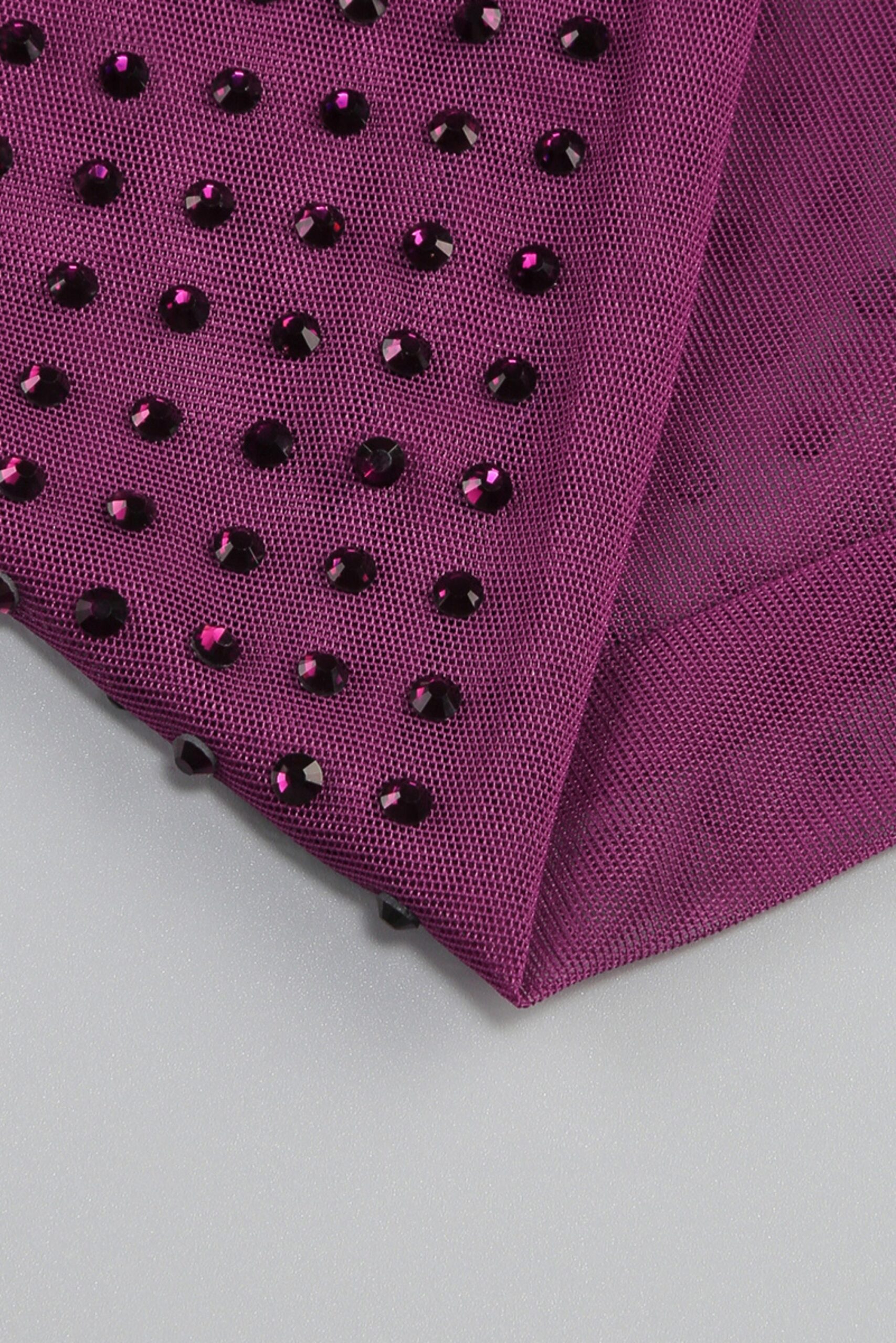 PURPLE BANDAGE MINI DRESS WITH EMBELLISHED DETAILS