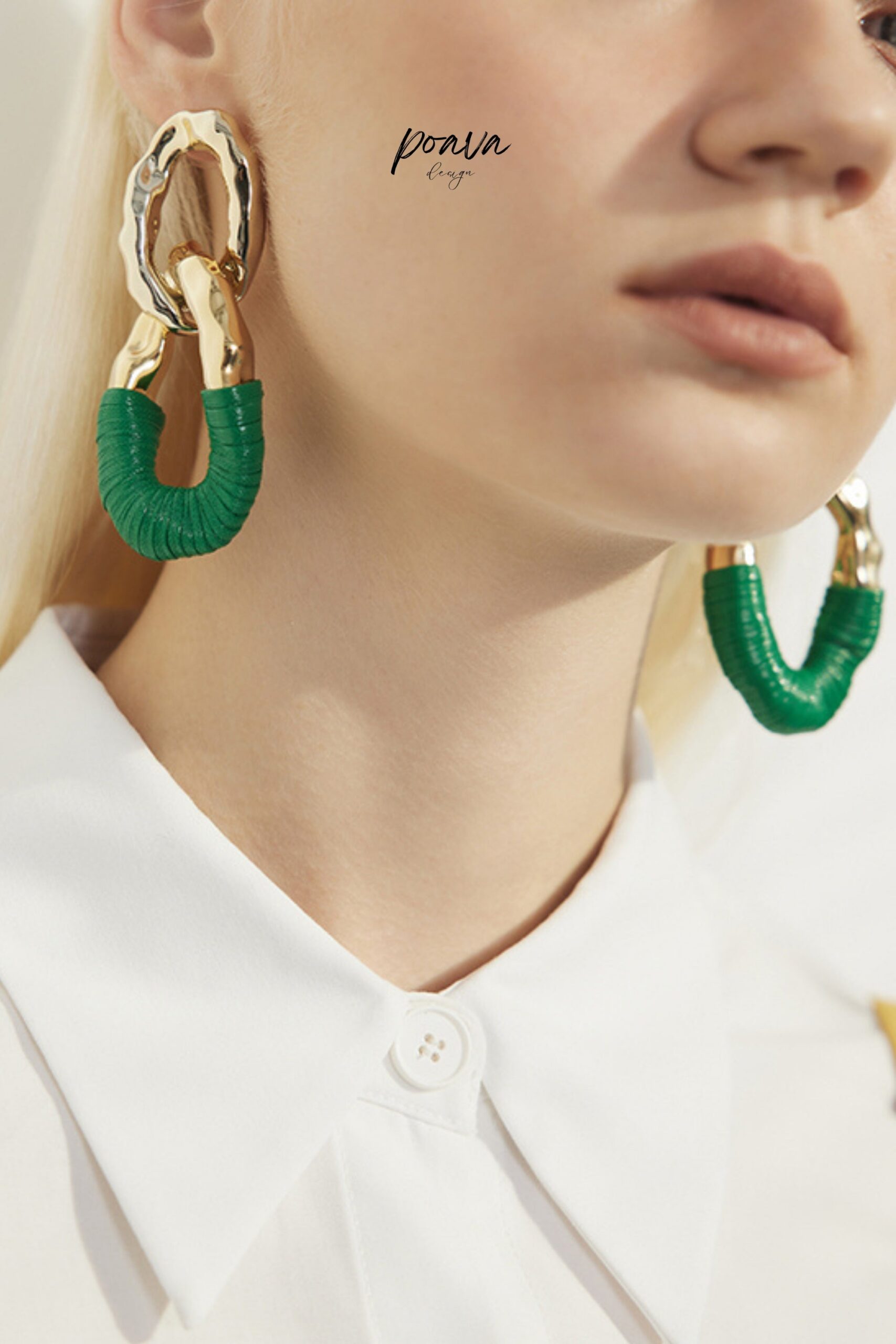 GREEN HOOP DROP EARRINGS FOR WEDDING