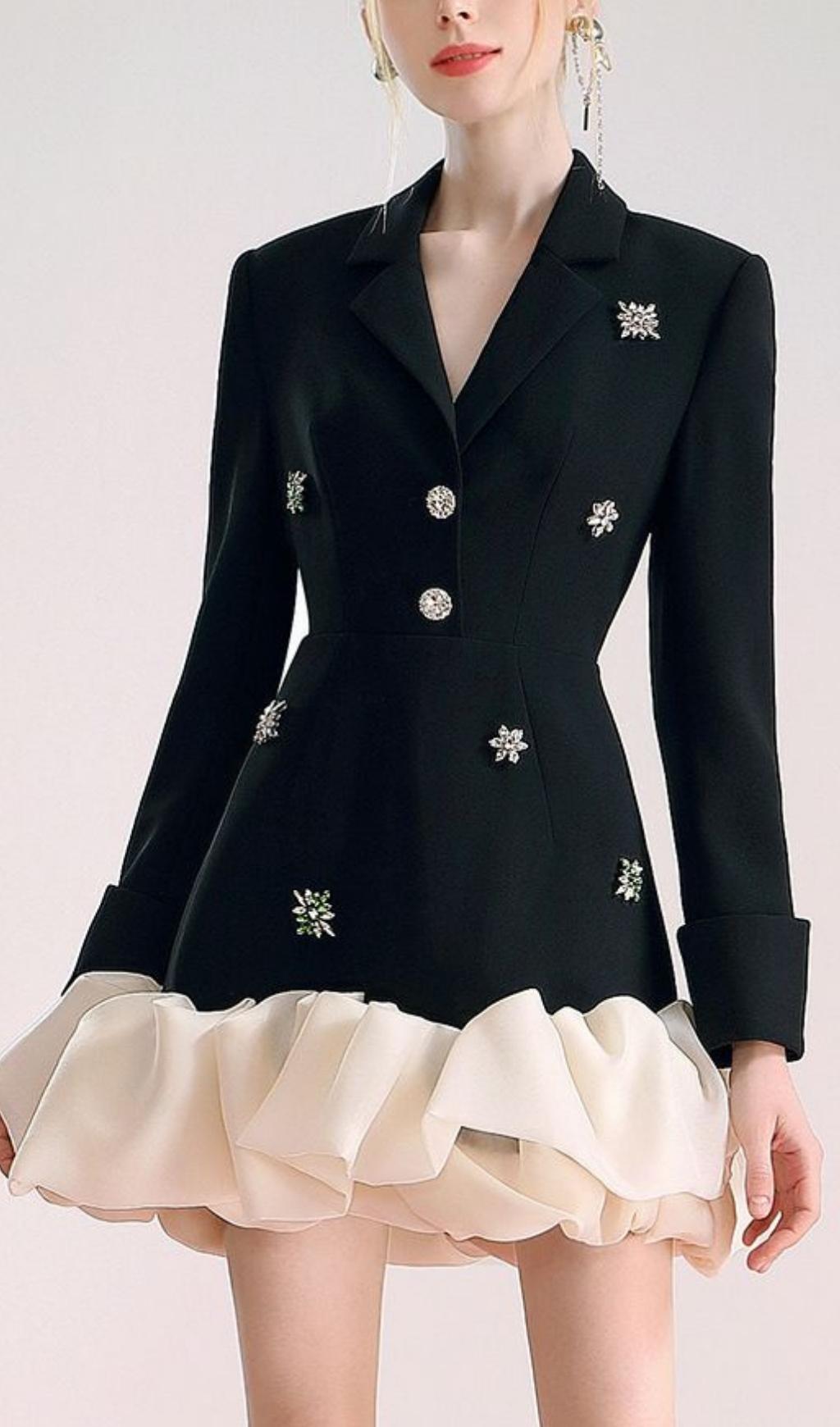 CLASSIC BLACK BEADED SUIT DRESS FOR EVENTS