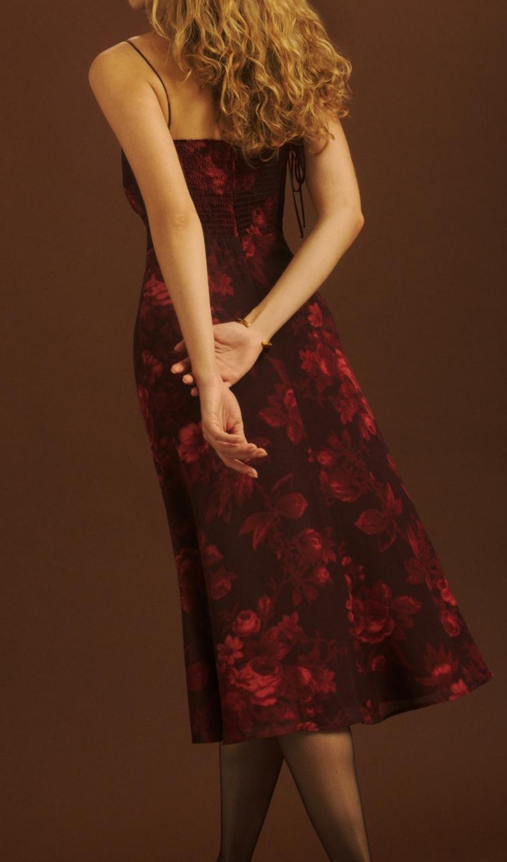 FLORAL BURGUNDY MIDI DRESS, SLIT BODYCON PARTY
