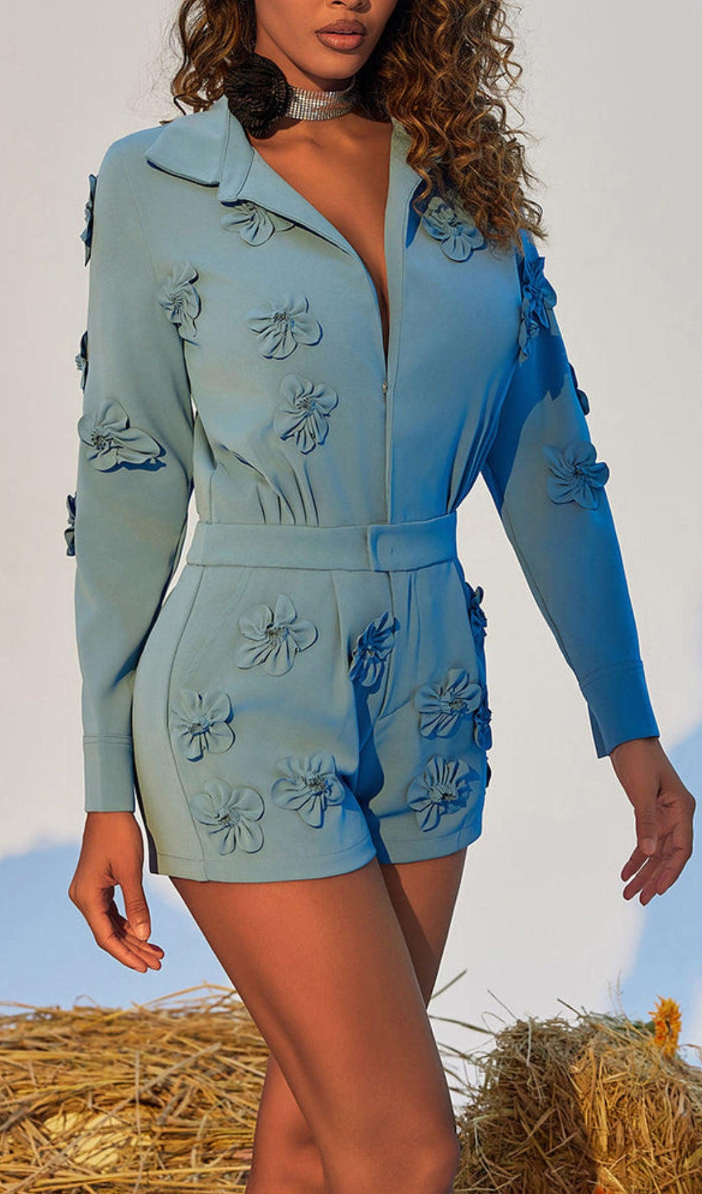 FLORAL EMBELLISHED ROMPER FOR WEDDING GUEST
