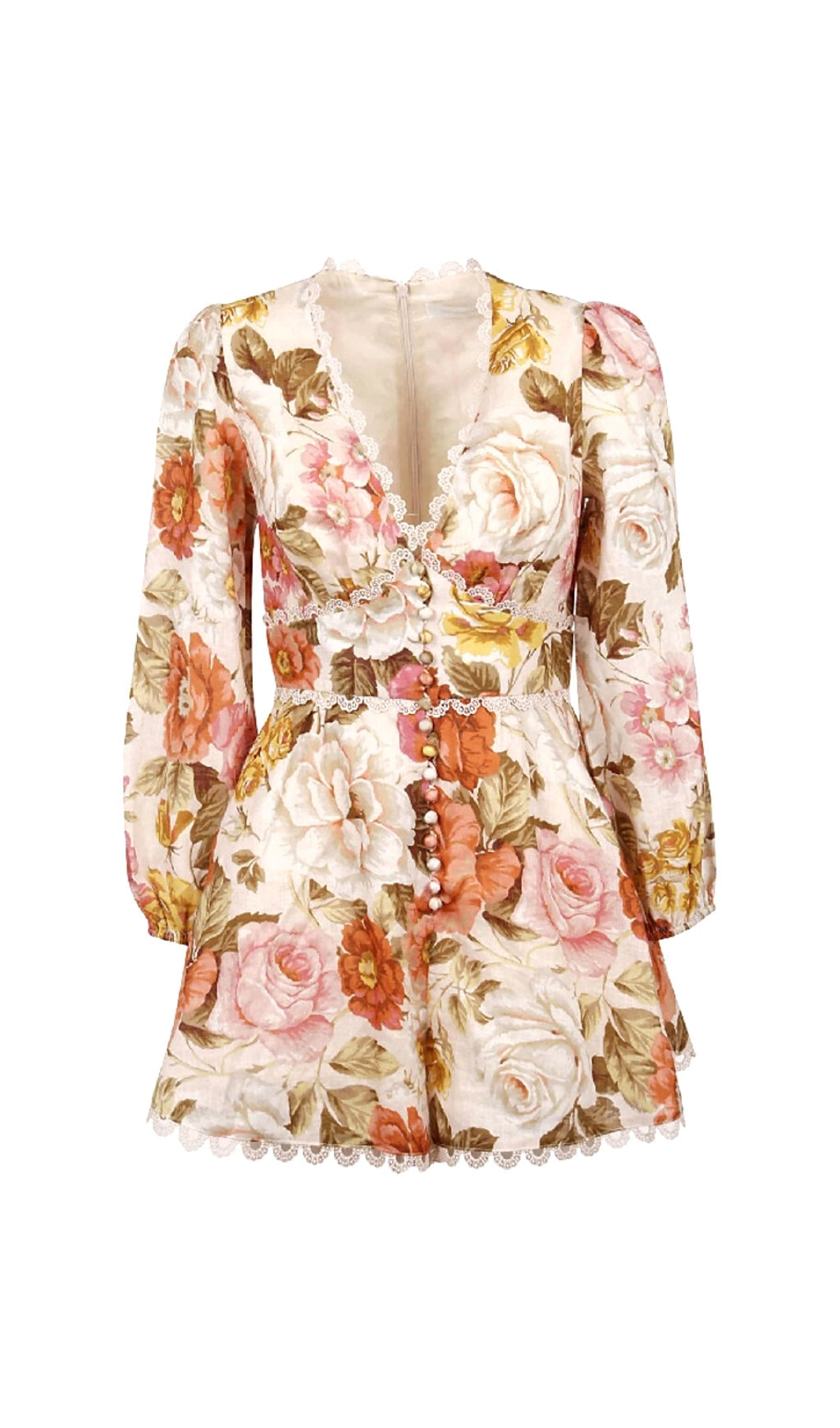 FLORAL LINEN PLAYSUIT FOR SUMMER PARTIES